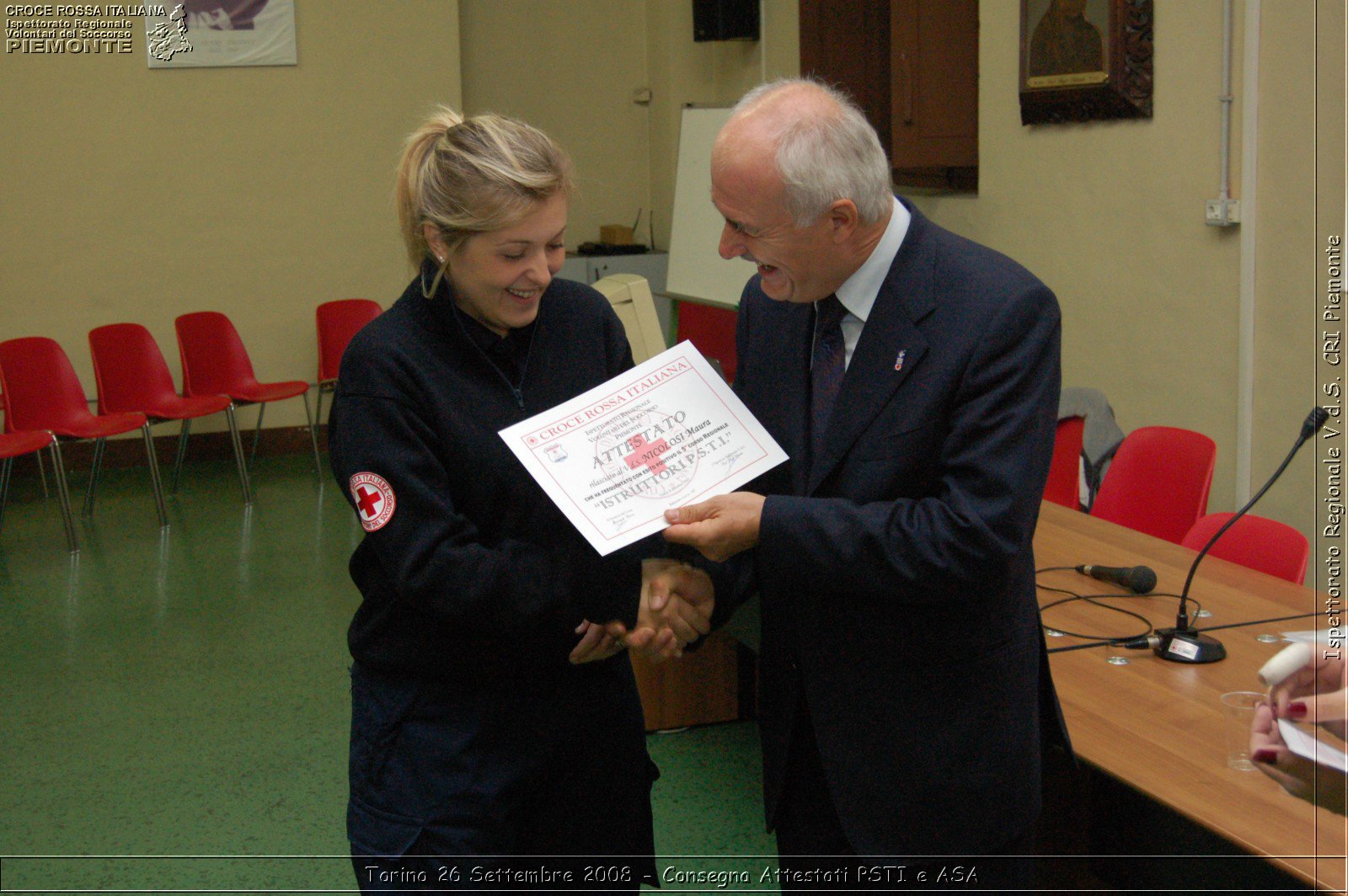 Torino 26 Settembre 2008 - Consegna Attestati PSTI e ASA -  Croce Rossa Italiana - Ispettorato Regionale Volontari del Soccorso Piemonte