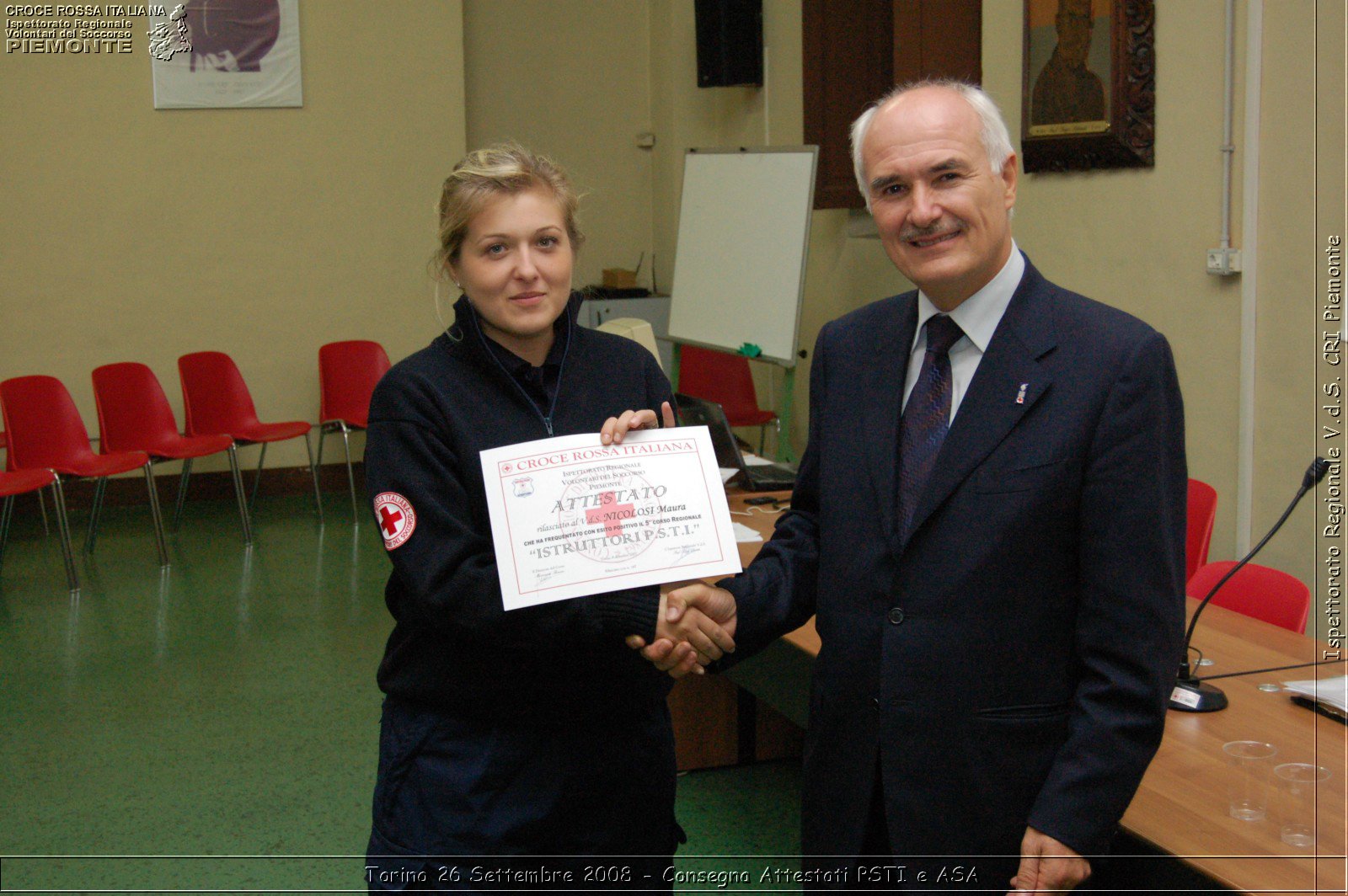 Torino 26 Settembre 2008 - Consegna Attestati PSTI e ASA -  Croce Rossa Italiana - Ispettorato Regionale Volontari del Soccorso Piemonte