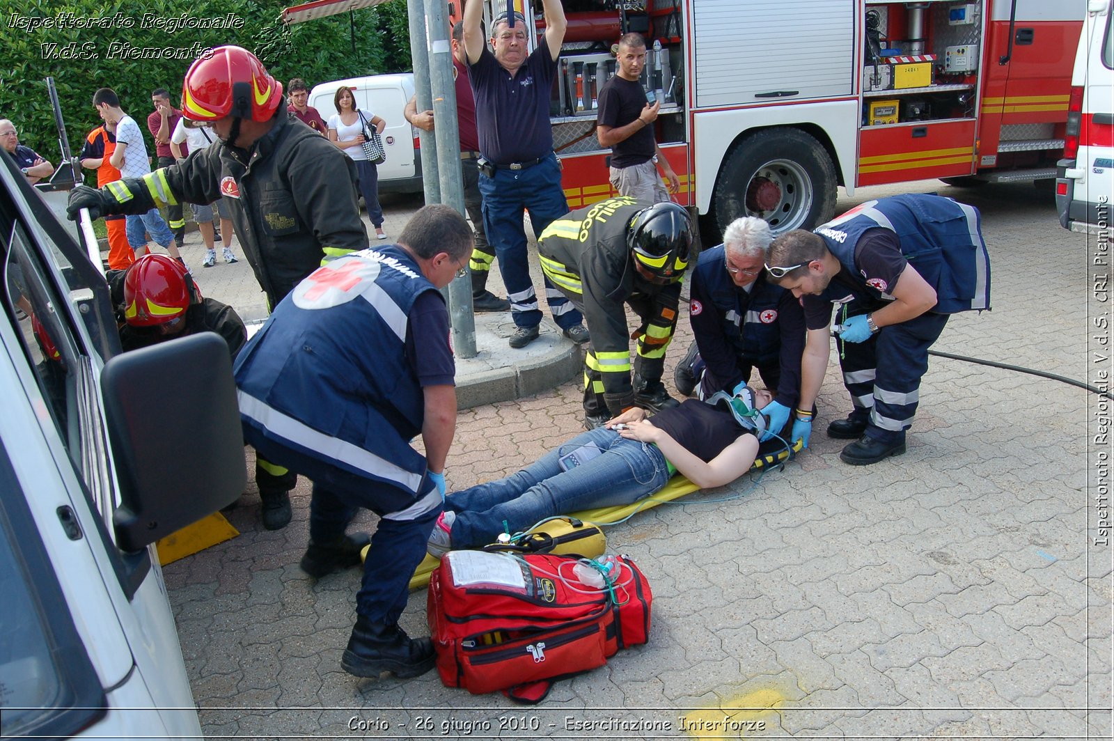 Corio - 26 giugno 2010 - Esercitazione Interforze -  Croce Rossa Italiana - Ispettorato Regionale Volontari del Soccorso Piemonte