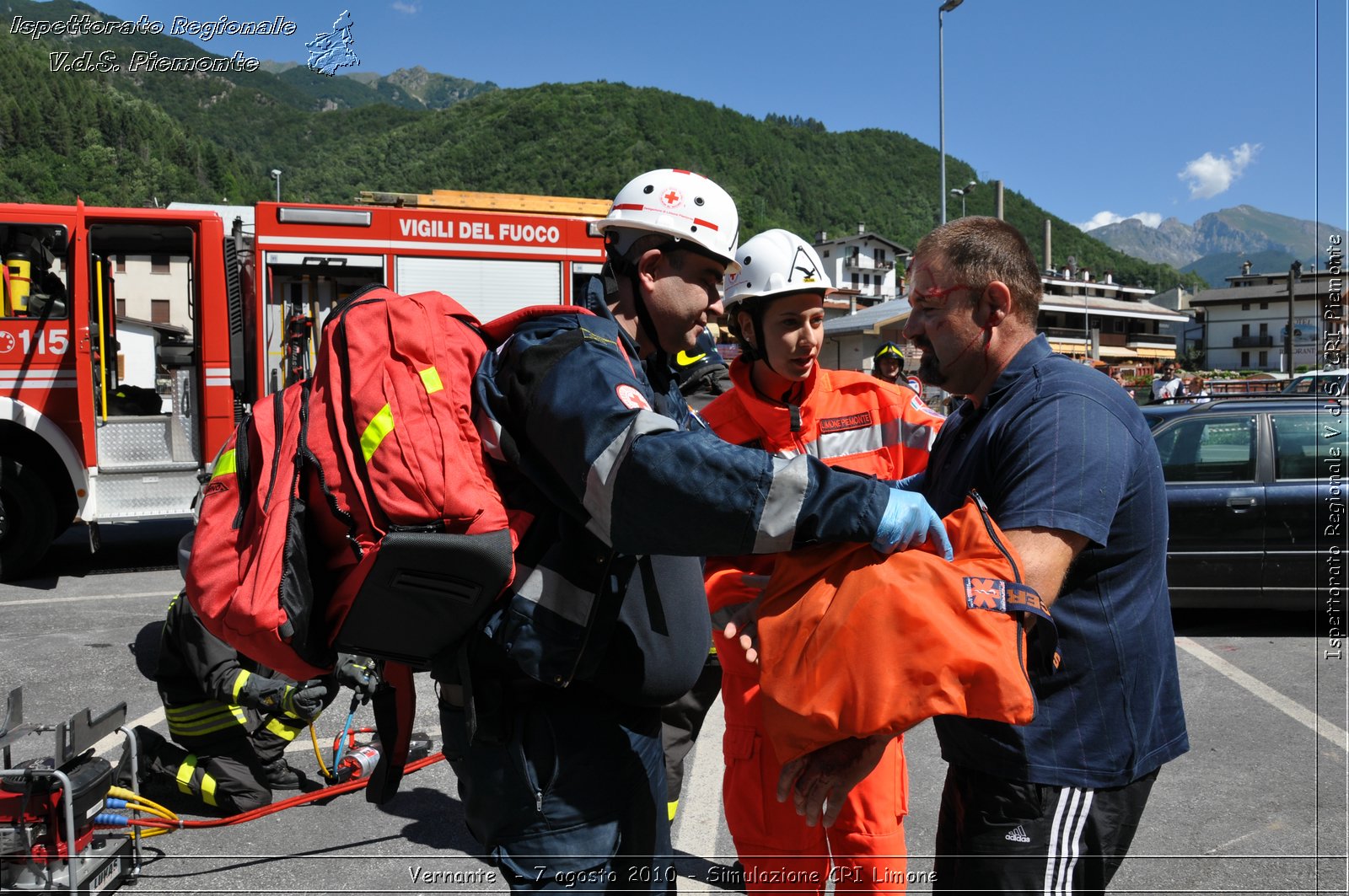 Vernante  - 7 agosto 2010 - Simulazione CRI Limone -  Croce Rossa Italiana - Ispettorato Regionale Volontari del Soccorso Piemonte