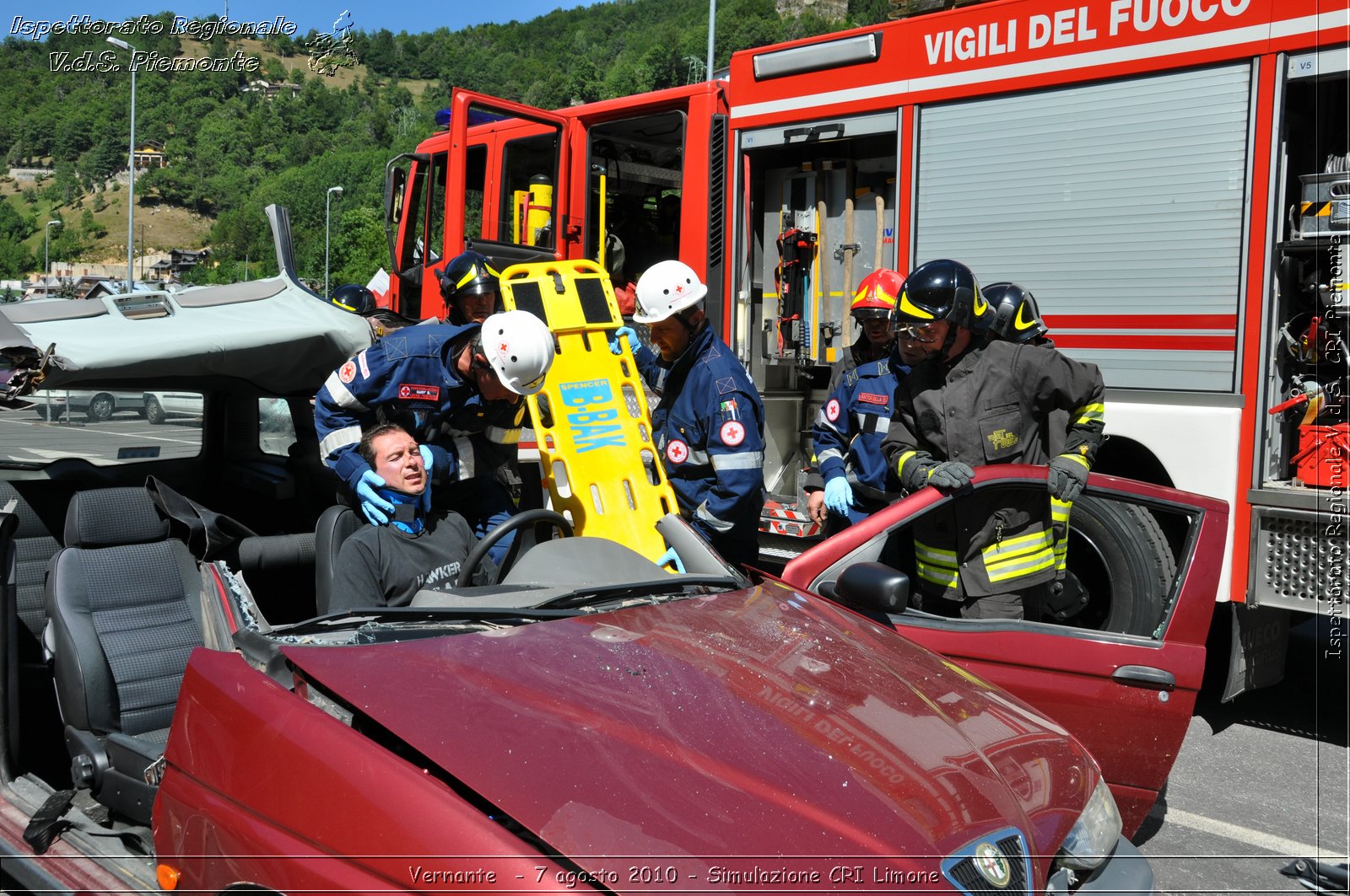 Vernante  - 7 agosto 2010 - Simulazione CRI Limone -  Croce Rossa Italiana - Ispettorato Regionale Volontari del Soccorso Piemonte