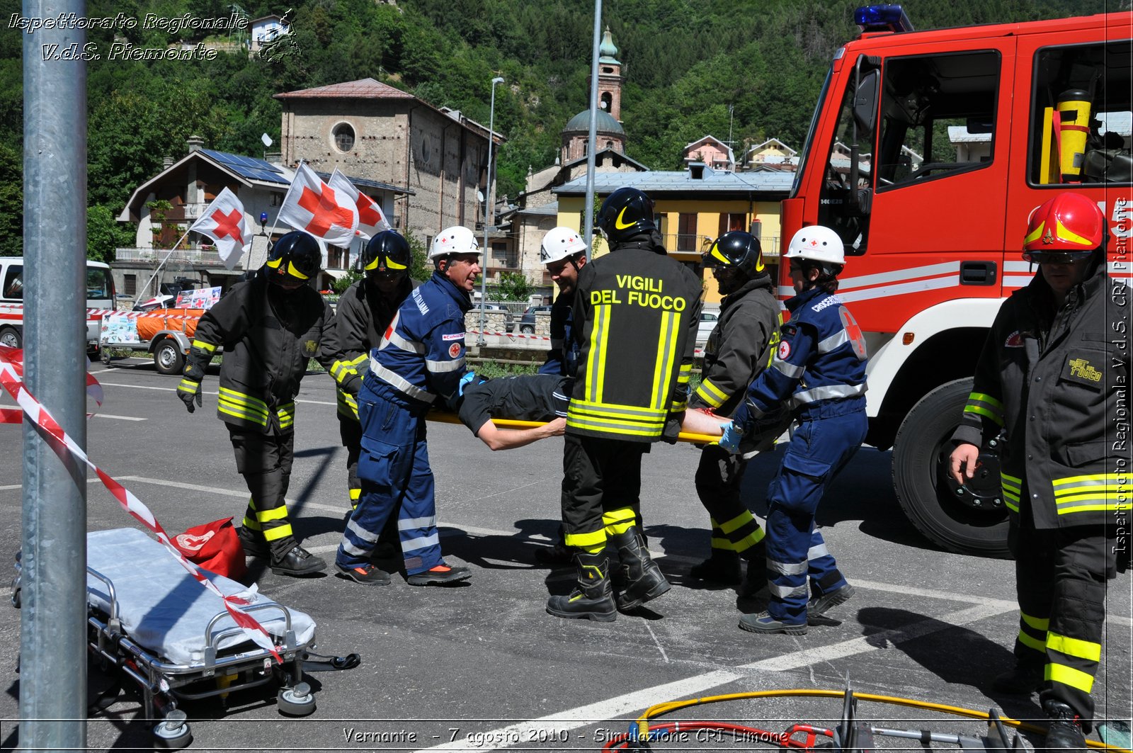 Vernante  - 7 agosto 2010 - Simulazione CRI Limone -  Croce Rossa Italiana - Ispettorato Regionale Volontari del Soccorso Piemonte