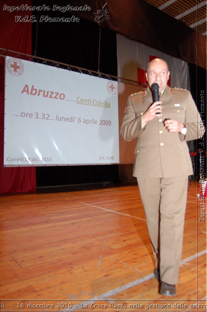 Canelli  - 18 dicembre 2010 - La Croce Rossa nella gestione delle emergenze -  Croce Rossa Italiana - Ispettorato Regionale Volontari del Soccorso Piemonte