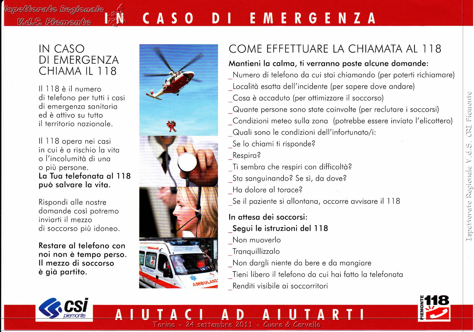 Torino - 24 settembre 2011 - Cuore & Cervello - Croce Rossa Italiana - Ispettorato Regionale Volontari del Soccorso Piemonte