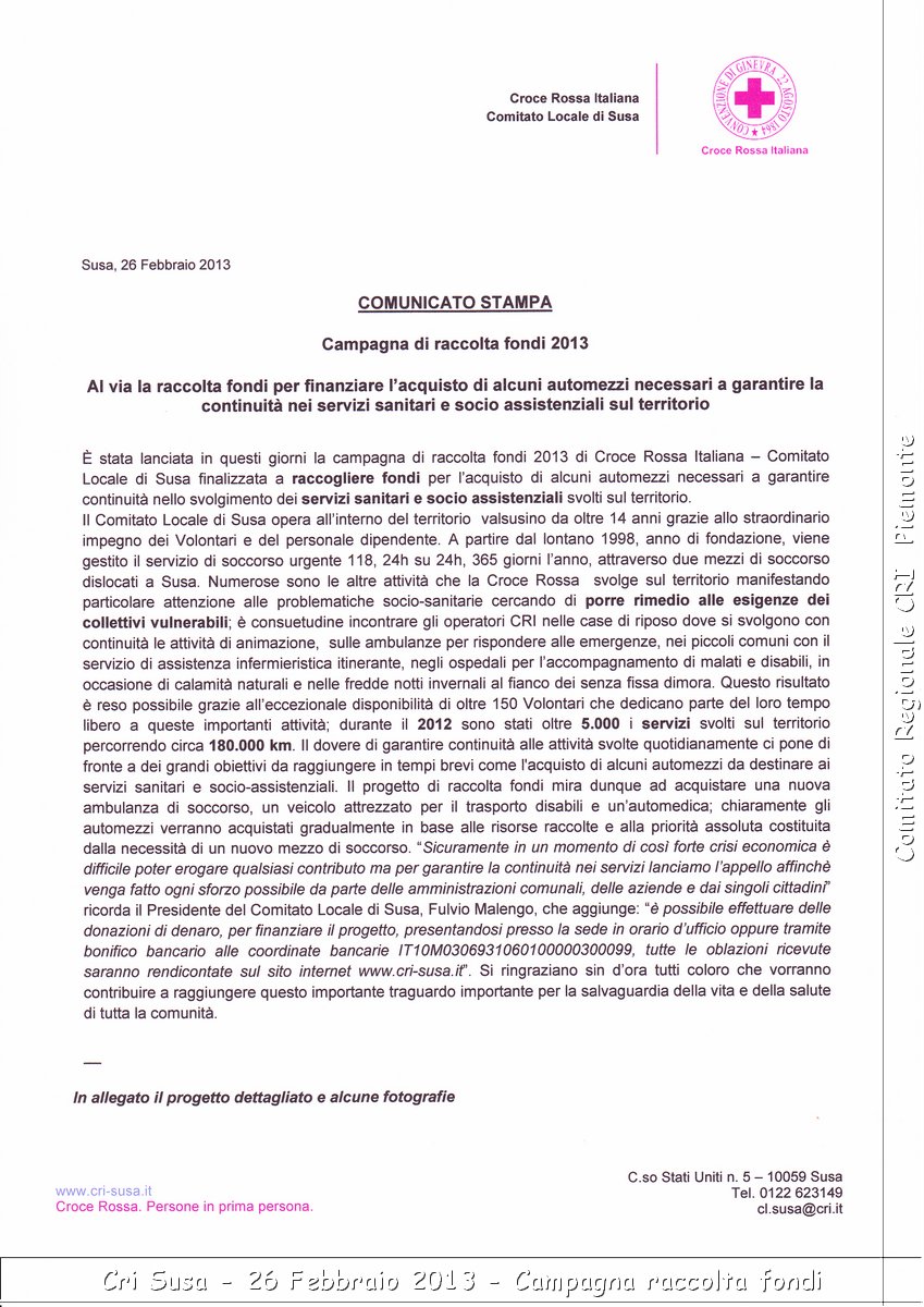 Cri Susa - 26 Febbraio 2013 - Campagna raccolta fondi - Croce Rossa Italiana - Comitato Regionale del Piemonte