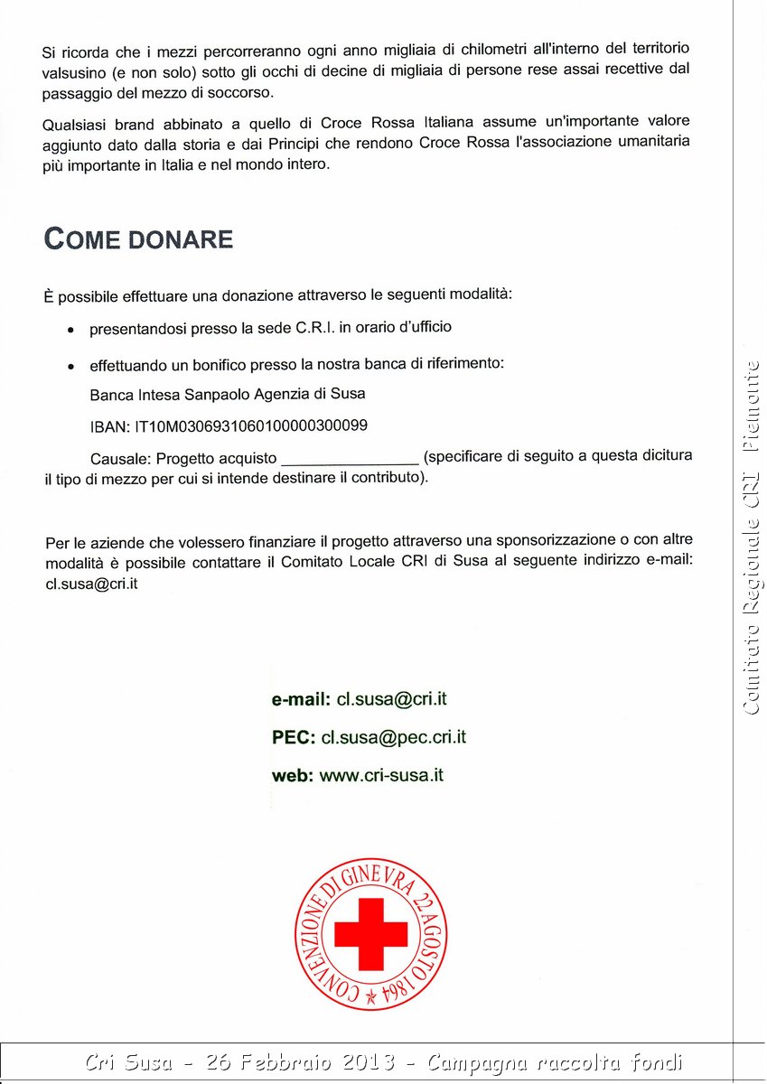 Cri Susa - 26 Febbraio 2013 - Campagna raccolta fondi - Croce Rossa Italiana - Comitato Regionale del Piemonte