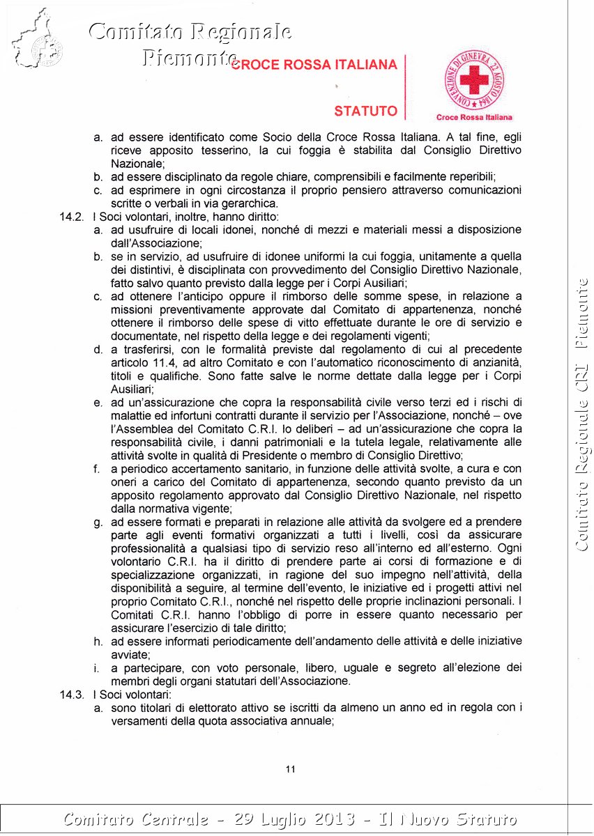 Comitato Centrale - 29 Luglio 2013 - Il Nuovo Statuto - Croce Rossa Italiana - Comitato Regionale del Piemonte