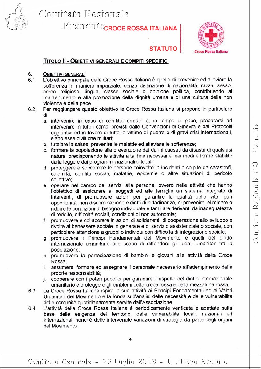 Comitato Centrale - 29 Luglio 2013 - Il Nuovo Statuto - Croce Rossa Italiana - Comitato Regionale del Piemonte