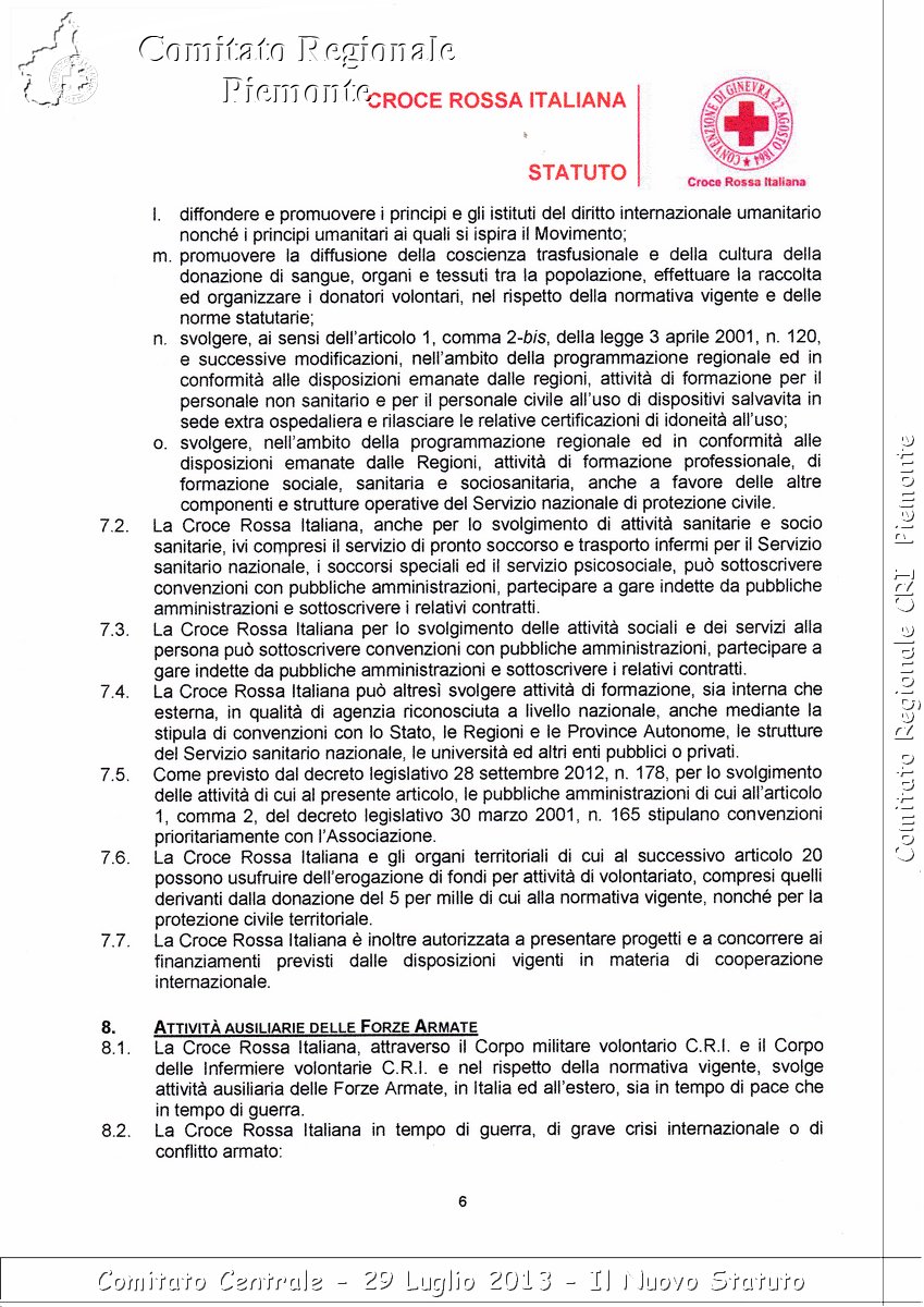 Comitato Centrale - 29 Luglio 2013 - Il Nuovo Statuto - Croce Rossa Italiana - Comitato Regionale del Piemonte