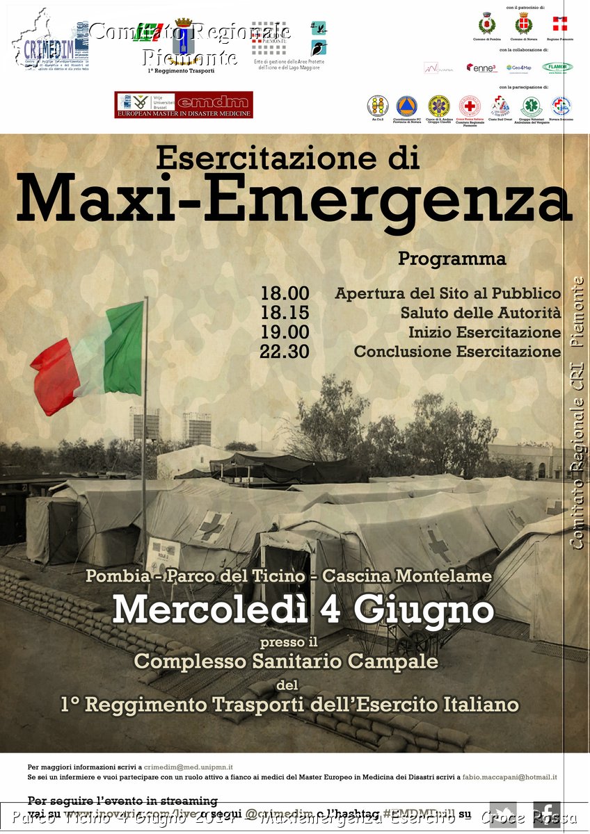 Parco Ticino 4 Giugno 2014 - Maxiemergenza Esercito - Croce Rossa - Comitato Regionale del Piemonte