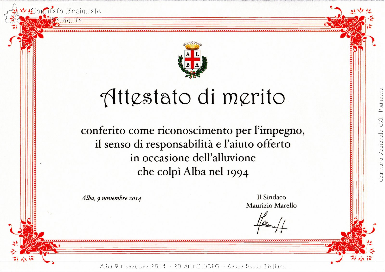 Alba 9 Novembre 2014 - 20 ANNI DOPO - Croce Rossa Italiana- Comitato Regionale del Piemonte