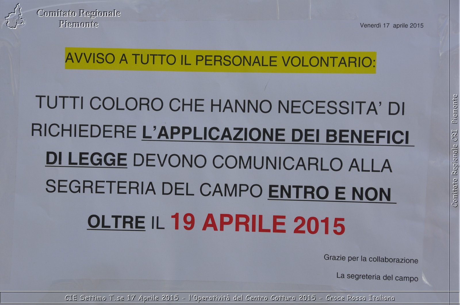 CIE Settimo T.se 17 Aprile 2015 - l'operativit del Centro Cottura 2015 - Croce Rossa Italiana- Comitato Regionale del Piemonte