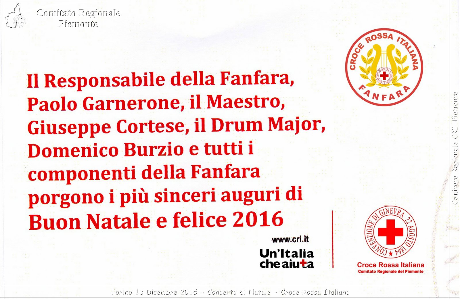 Torino 13 Dicembre 2015 - Concerto di Natale - Croce Rossa Italiana- Comitato Regionale del Piemonte