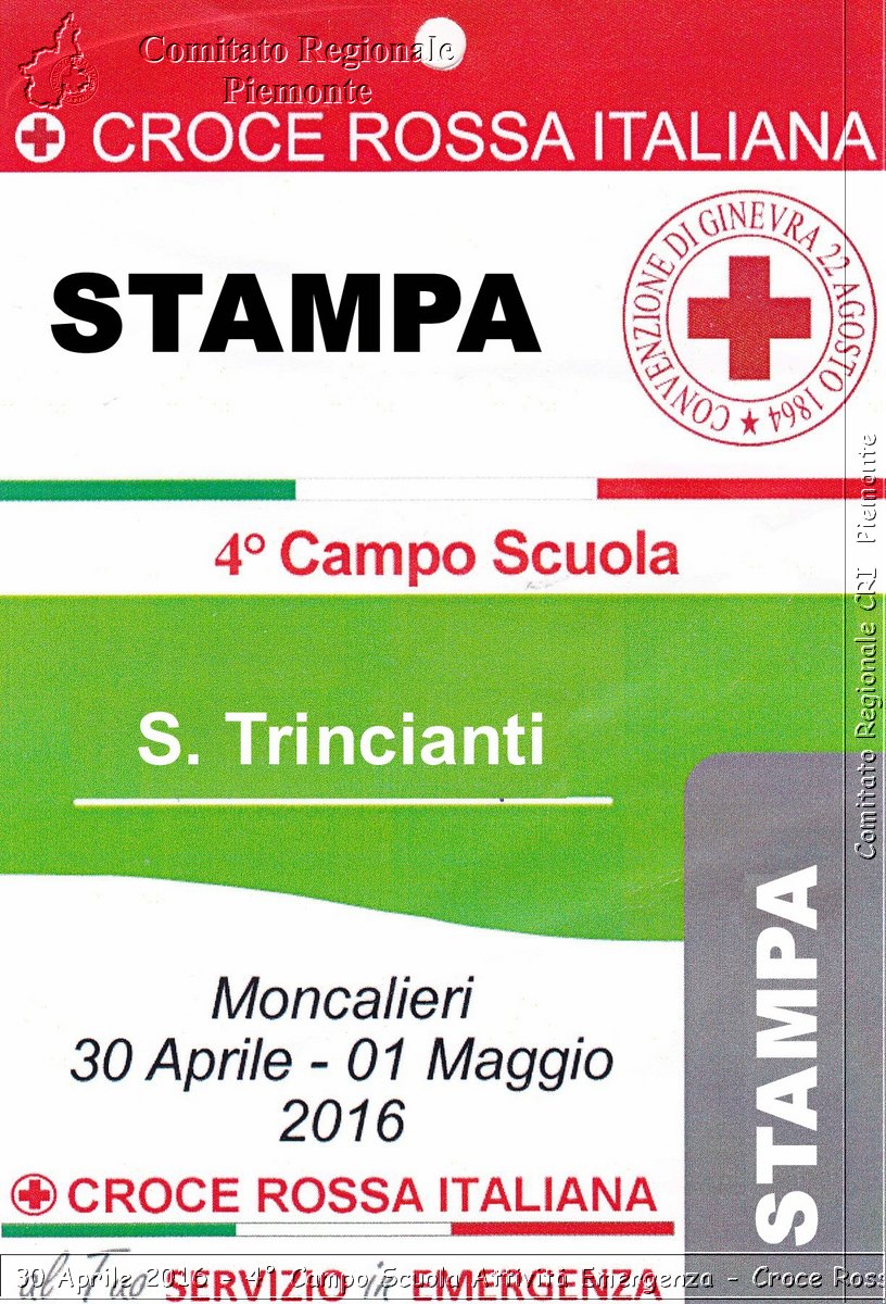 Moncalieri 30 Aprile 2016 - 4 Campo Scuola Attivit Emergenza - Croce Rossa Italiana- Comitato Regionale del Piemonte