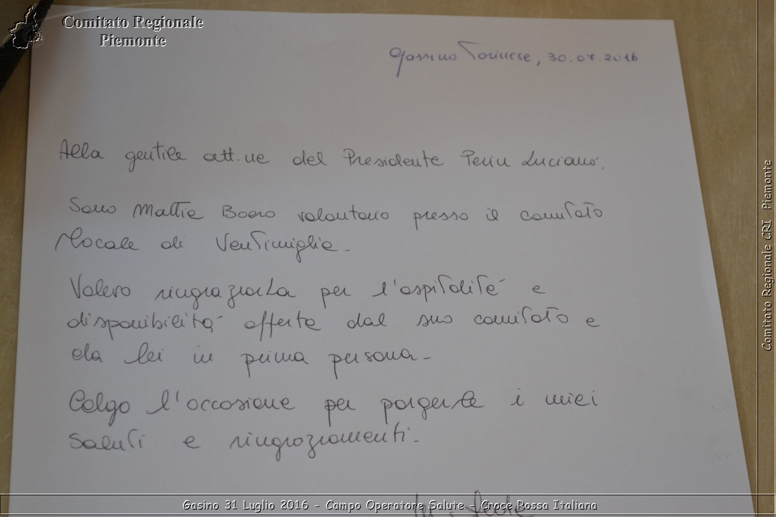 Gassino 31 Luglio 2016 - Campo Operatore Salute - Croce Rossa Italiana- Comitato Regionale del Piemonte