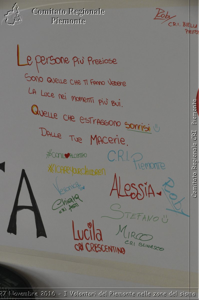 San Severino Marche 27 Novembre 2016 - I Volontari del Piemonte nelle zone del sisma - Croce Rossa Italiana- Comitato Regionale del Piemonte