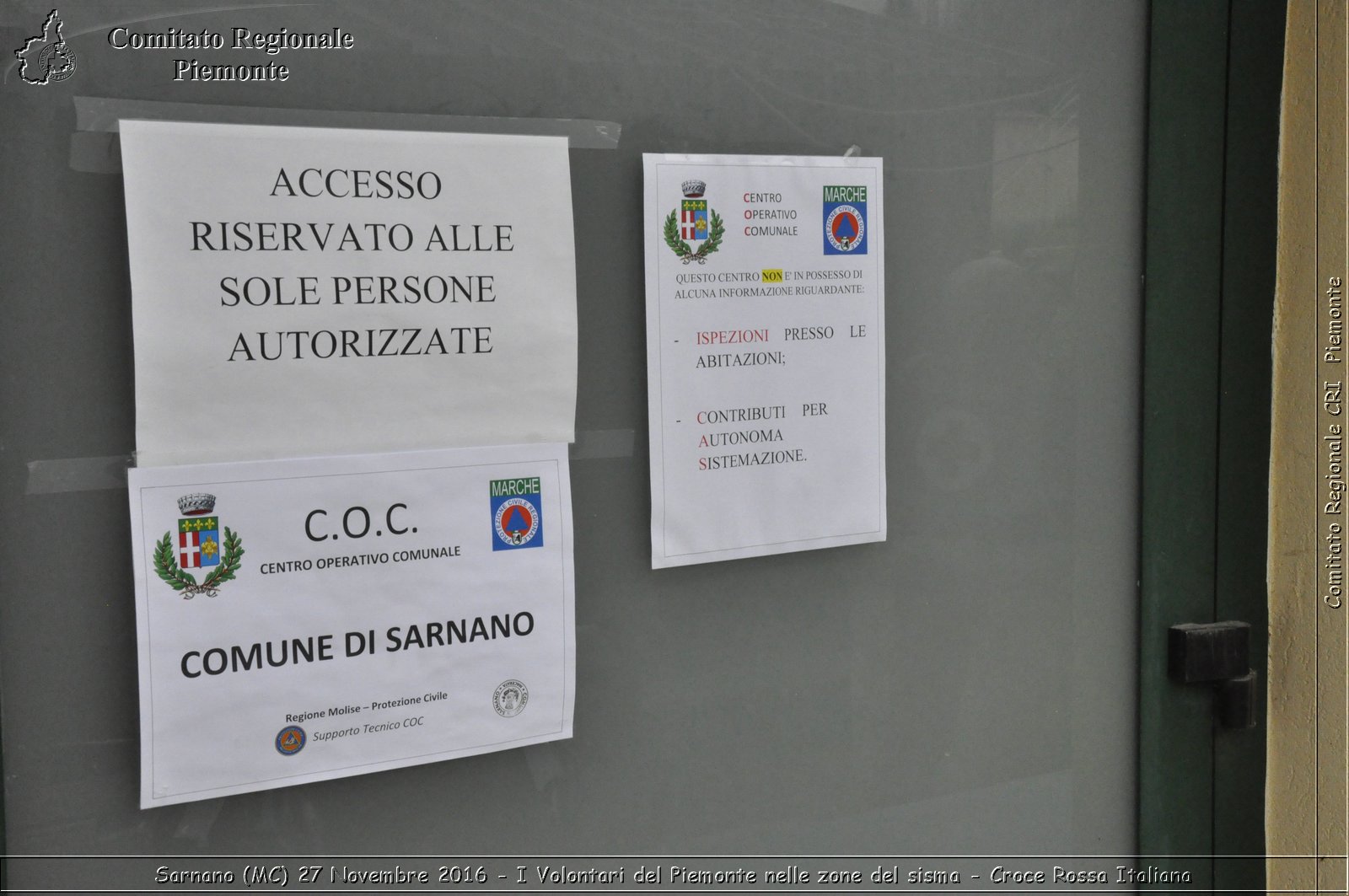Sarnano (MC) 27 Novembre 2016 - I Volontari del Piemonte nelle zone del sisma - Croce Rossa Italiana- Comitato Regionale del Piemonte