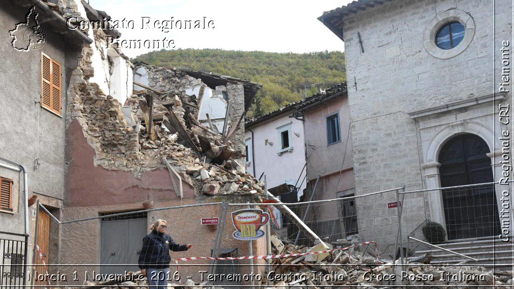 Norcia 1 Novembre 2016 - Terremoto Centro Italia - Croce Rossa Italiana- Comitato Regionale del Piemonte