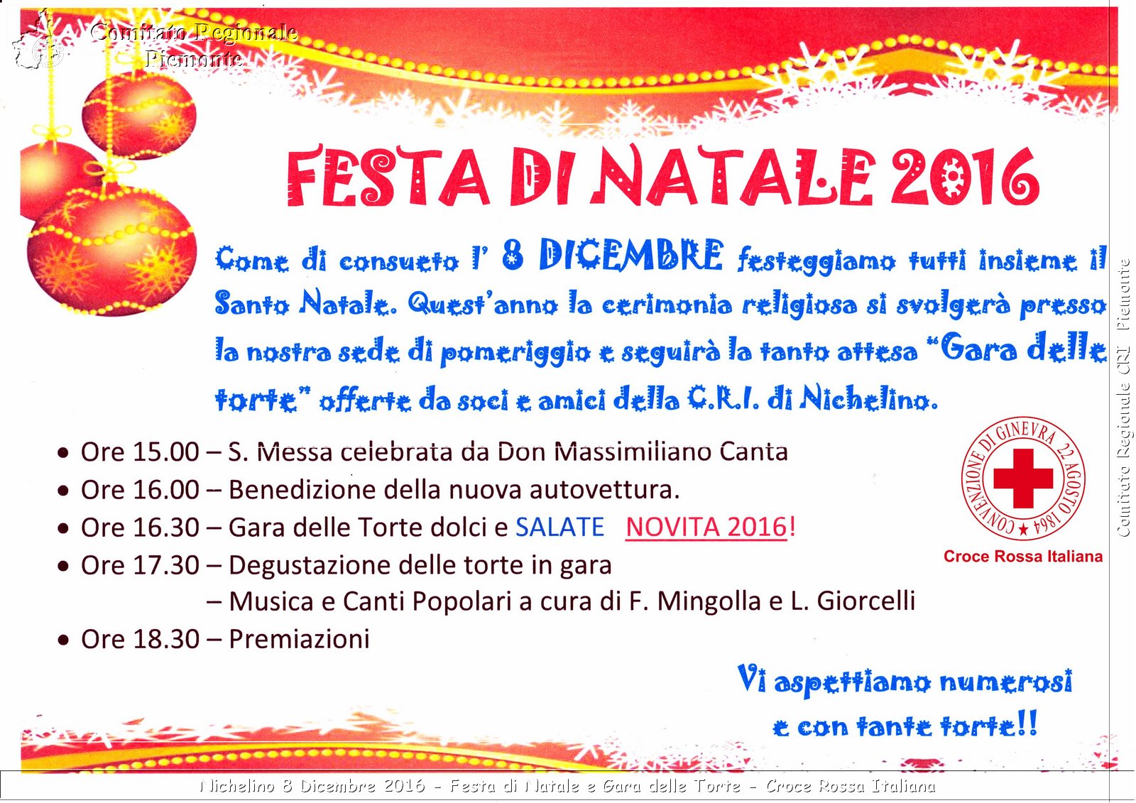 Nichelino 8 Dicembre 2016 - Festa di Natale e Gara delle Torte - Croce Rossa Italiana- Comitato Regionale del Piemonte