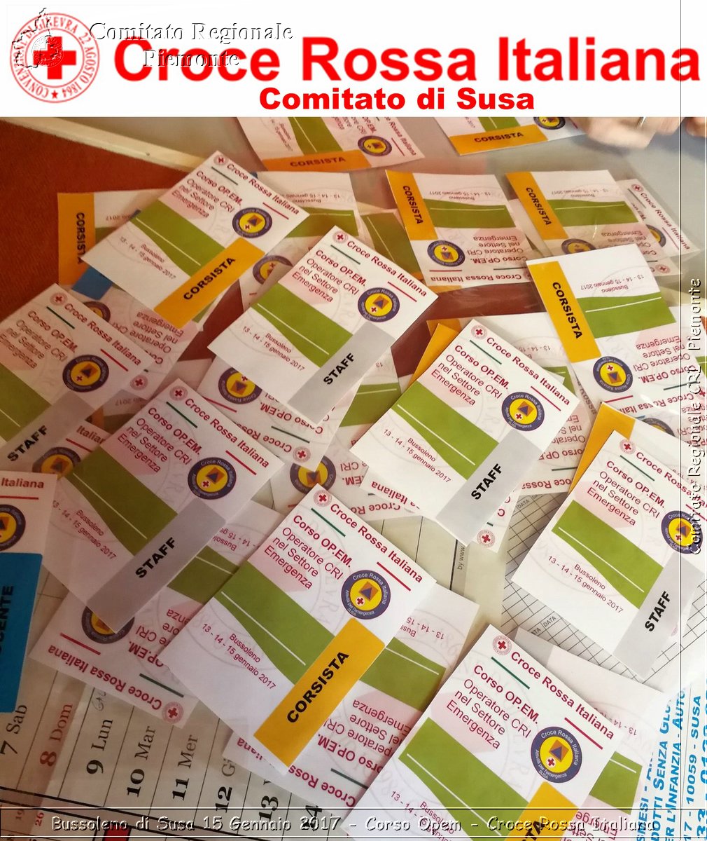 Bussoleno di Susa 15 Gennaio 2017 - Corso Opem - Croce Rossa Italiana- Comitato Regionale del Piemonte