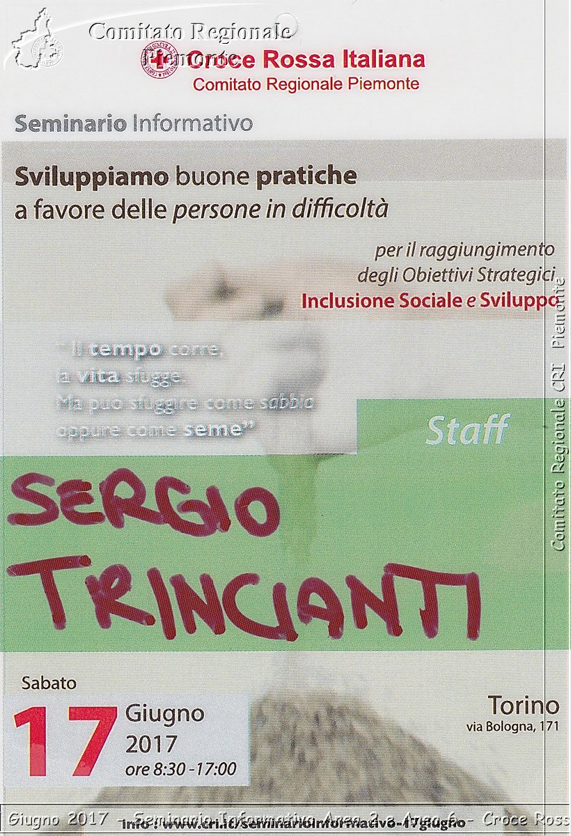 Torino 17 Giugno 2017 - Seminario Informativo Area 2 e Area 6 - Croce Rossa Italiana- Comitato Regionale del Piemonte