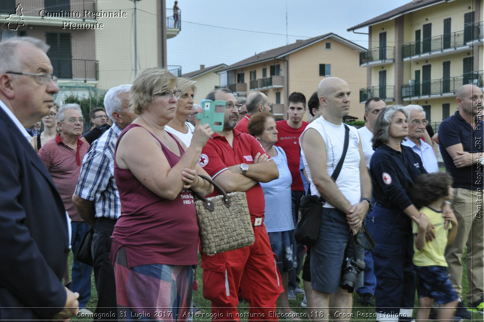 Carmagnola 31 Luglio 2017 - Atterraggio in notturna Elisoccorso 118 - Croce Rossa Italiana- Comitato Regionale del Piemonte