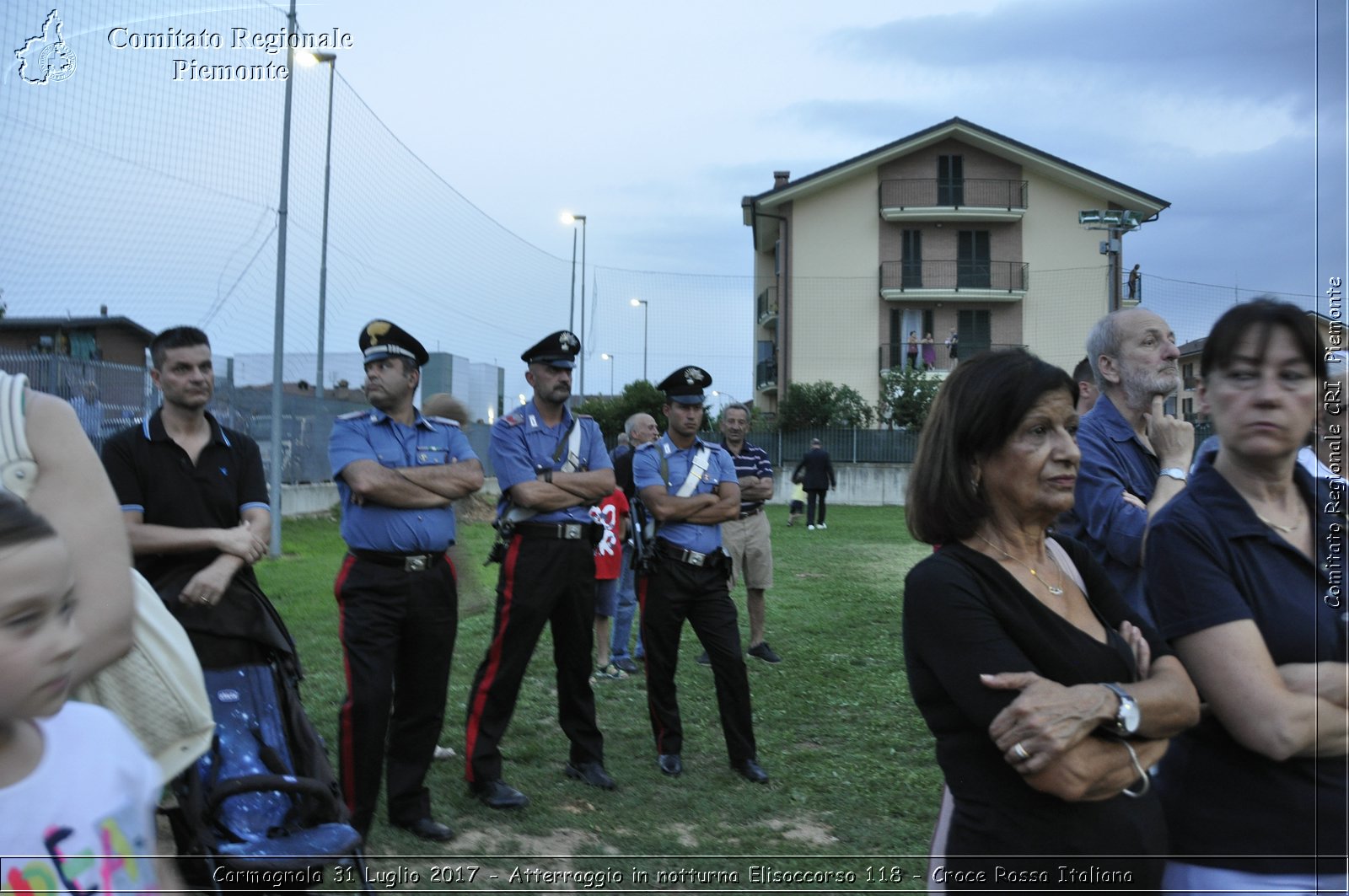 Carmagnola 31 Luglio 2017 - Atterraggio in notturna Elisoccorso 118 - Croce Rossa Italiana- Comitato Regionale del Piemonte