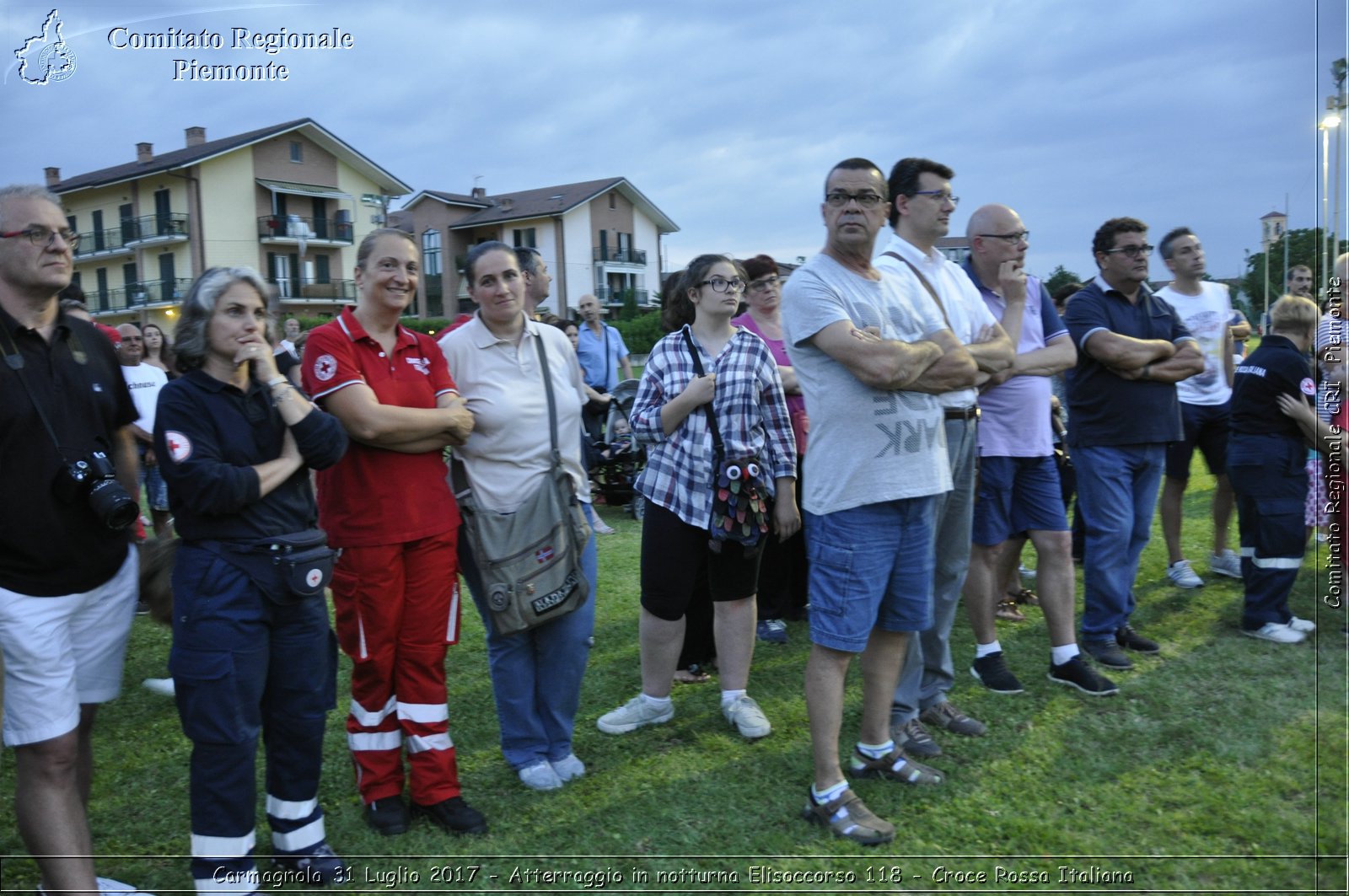 Carmagnola 31 Luglio 2017 - Atterraggio in notturna Elisoccorso 118 - Croce Rossa Italiana- Comitato Regionale del Piemonte