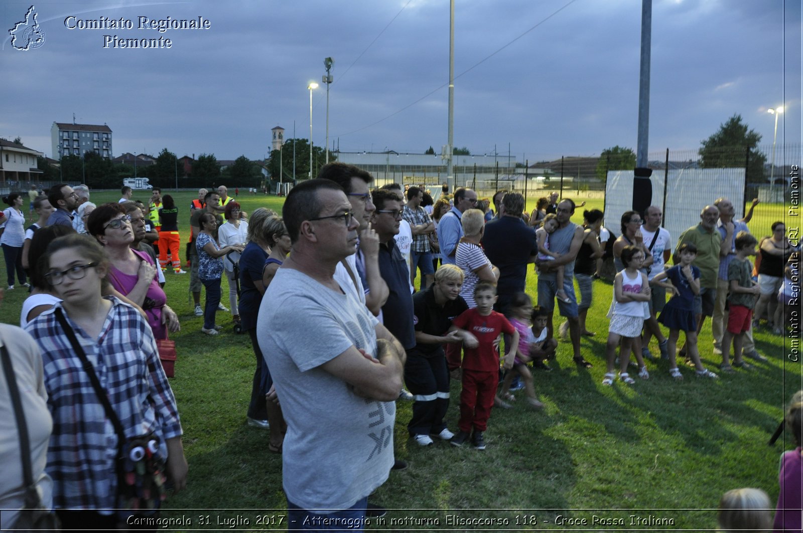 Carmagnola 31 Luglio 2017 - Atterraggio in notturna Elisoccorso 118 - Croce Rossa Italiana- Comitato Regionale del Piemonte