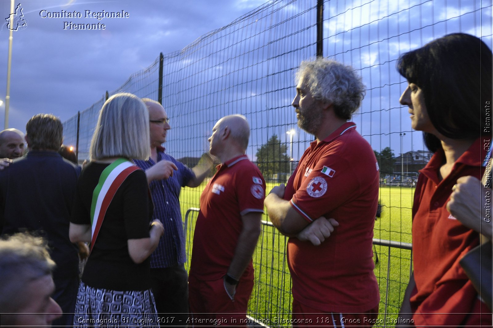 Carmagnola 31 Luglio 2017 - Atterraggio in notturna Elisoccorso 118 - Croce Rossa Italiana- Comitato Regionale del Piemonte