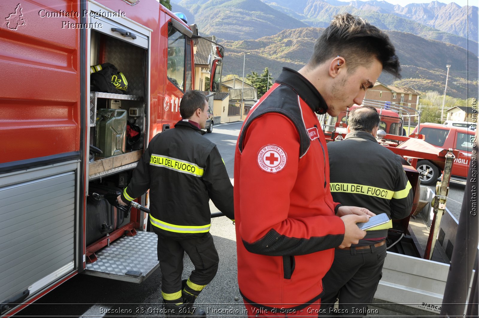 Bussoleno 23 Ottobre 2017 - l'incendio in Valle di Susa - Croce Rossa Italiana- Comitato Regionale del Piemonte