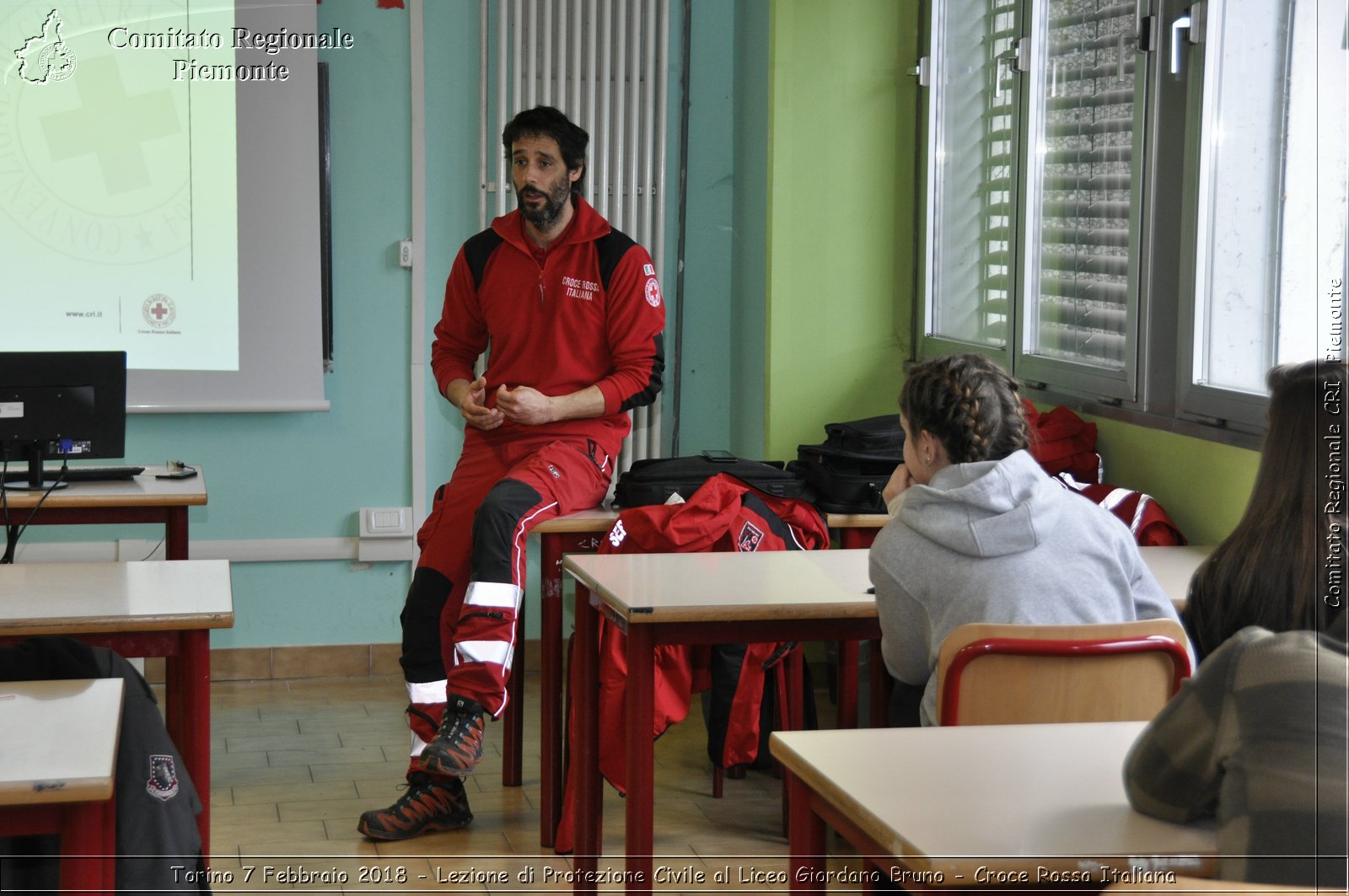 Torino 7 Febbraio 2018 - Lezione di Protezione Civile al Liceo Giordano Bruno - Croce Rossa Italiana- Comitato Regionale del Piemonte