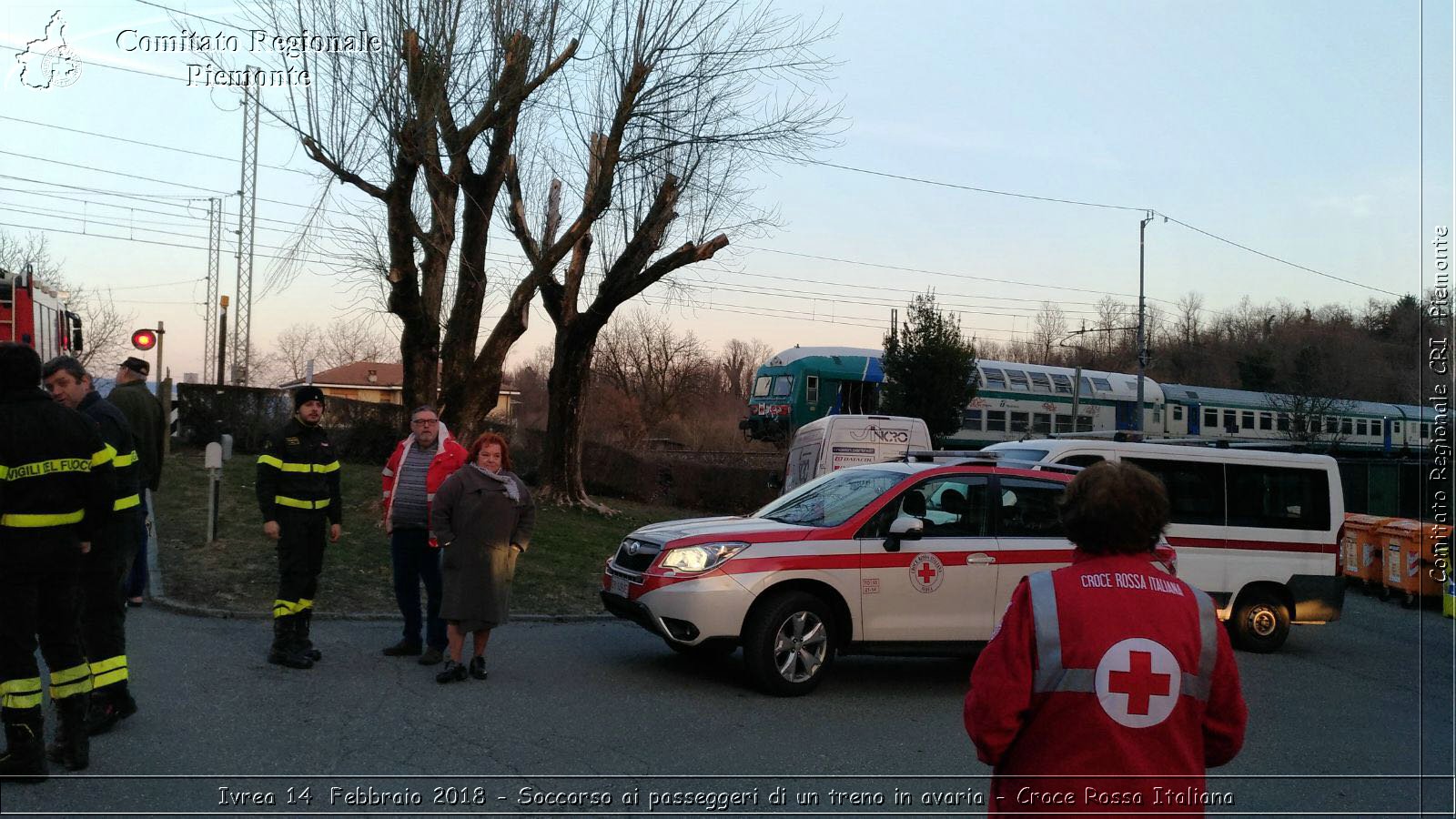 Ivrea 14 Febbraio 2018 - Soccorso ai passeggeri di un treno in avaria - Croce Rossa Italiana- Comitato Regionale del Piemonte