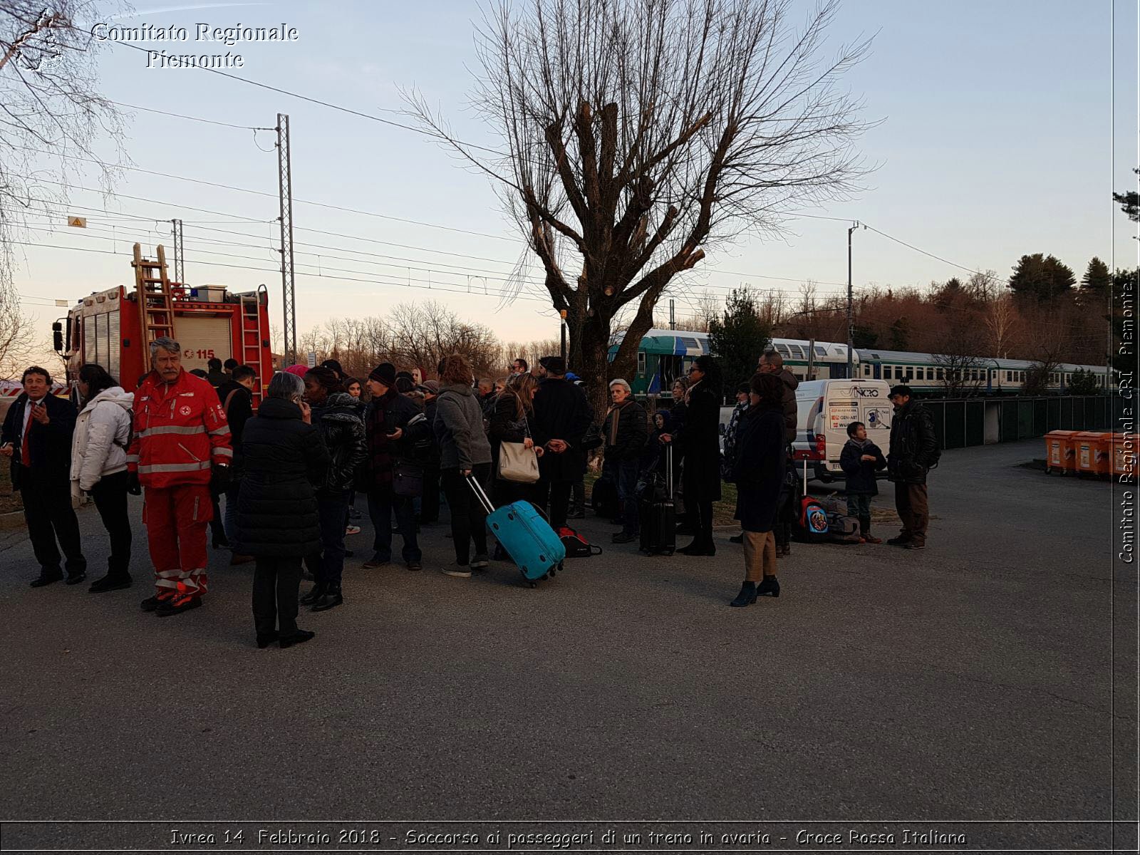Ivrea 14 Febbraio 2018 - Soccorso ai passeggeri di un treno in avaria - Croce Rossa Italiana- Comitato Regionale del Piemonte