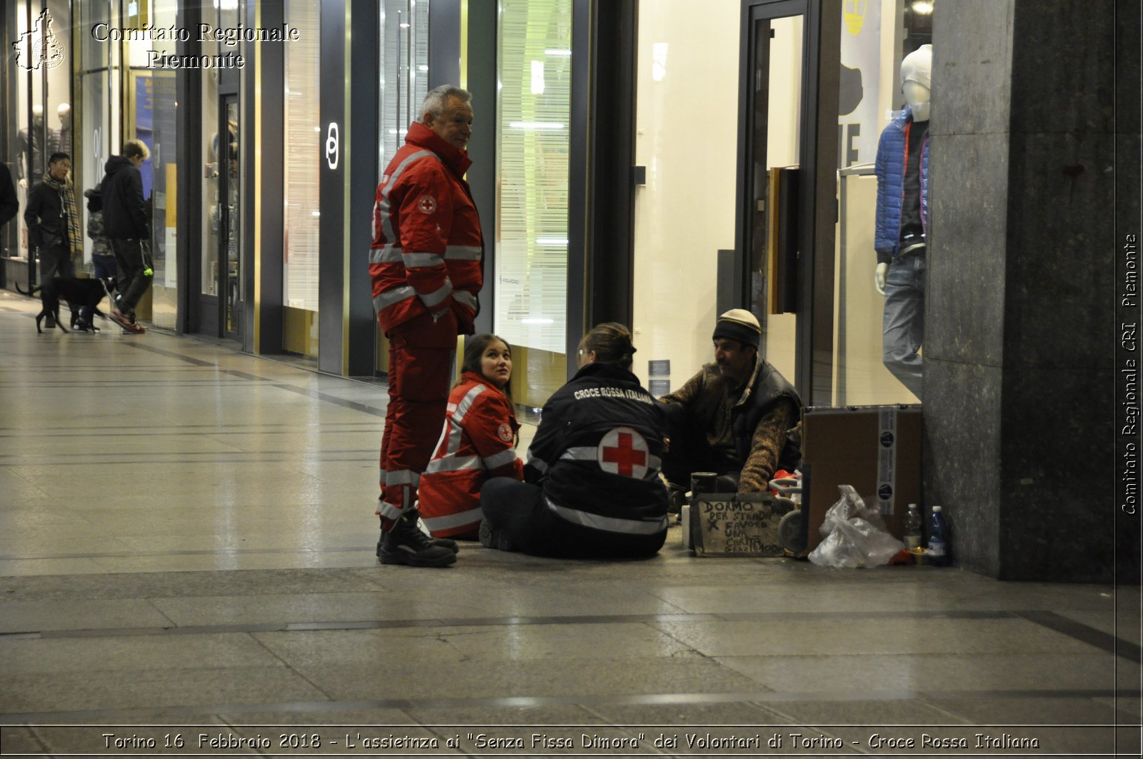 Torino 16 Febbraio 2018 - L'assistenza ai "Senza Fissa Dimora" dei Volontari di Torino - Croce Rossa Italiana- Comitato Regionale del Piemonte