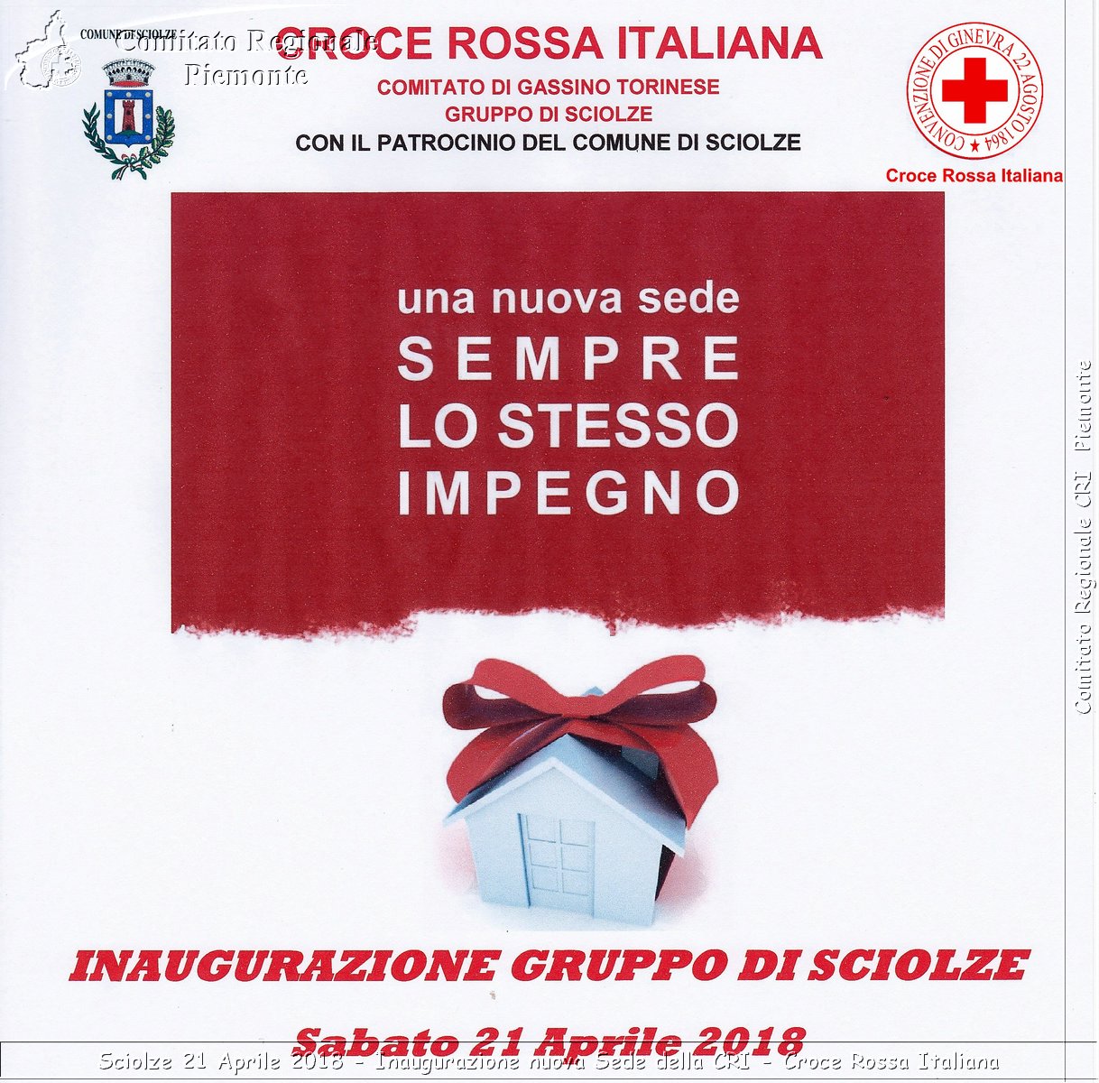 Sciolze 21 Aprile 2018 - Inaugurazione nuova Sede della CRI - Croce Rossa Italiana- Comitato Regionale del Piemonte