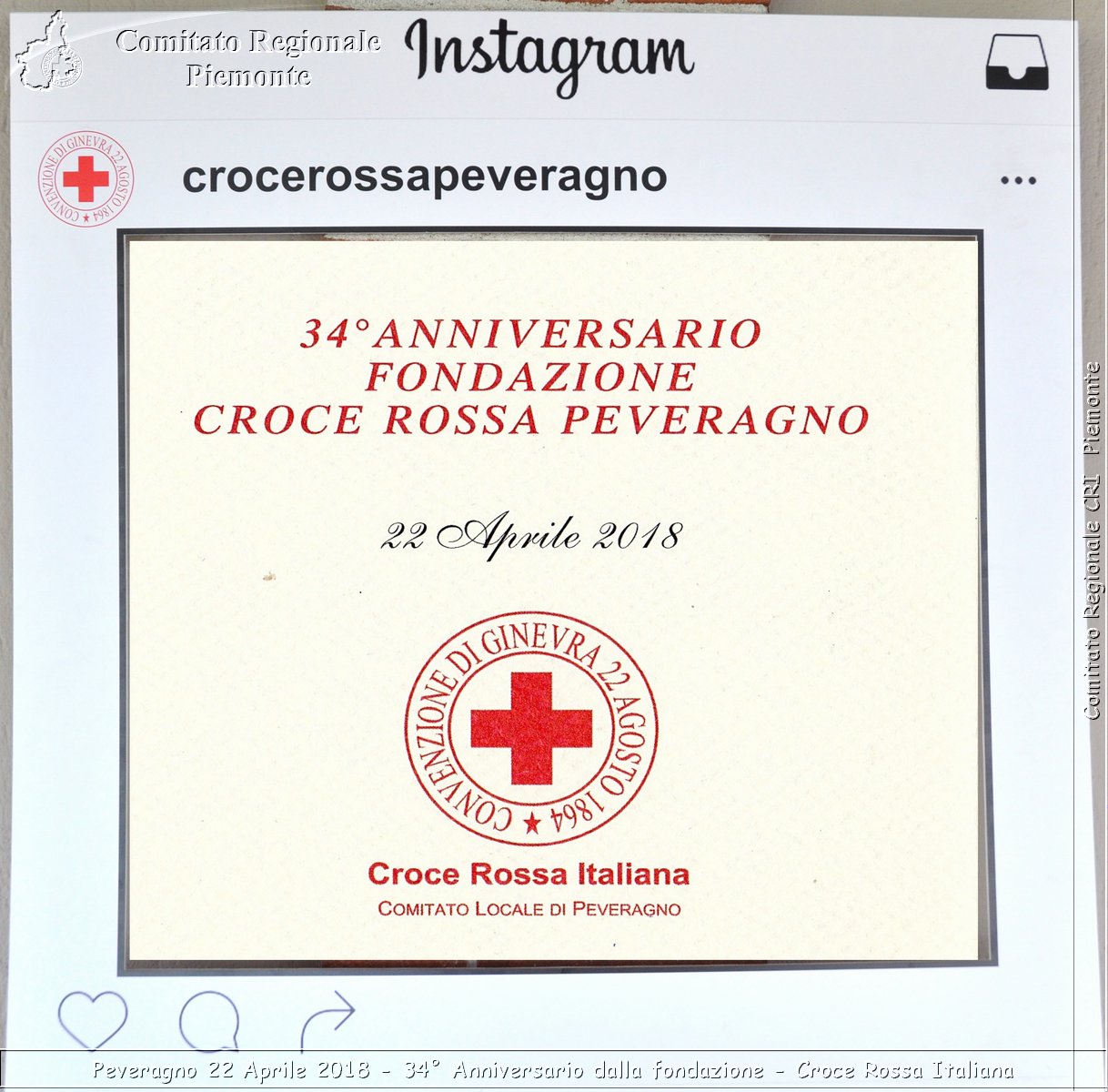 Peveragno 22 Aprile 2018 - 34 Anniversario dalla fondazione - Croce Rossa Italiana- Comitato Regionale del Piemonte