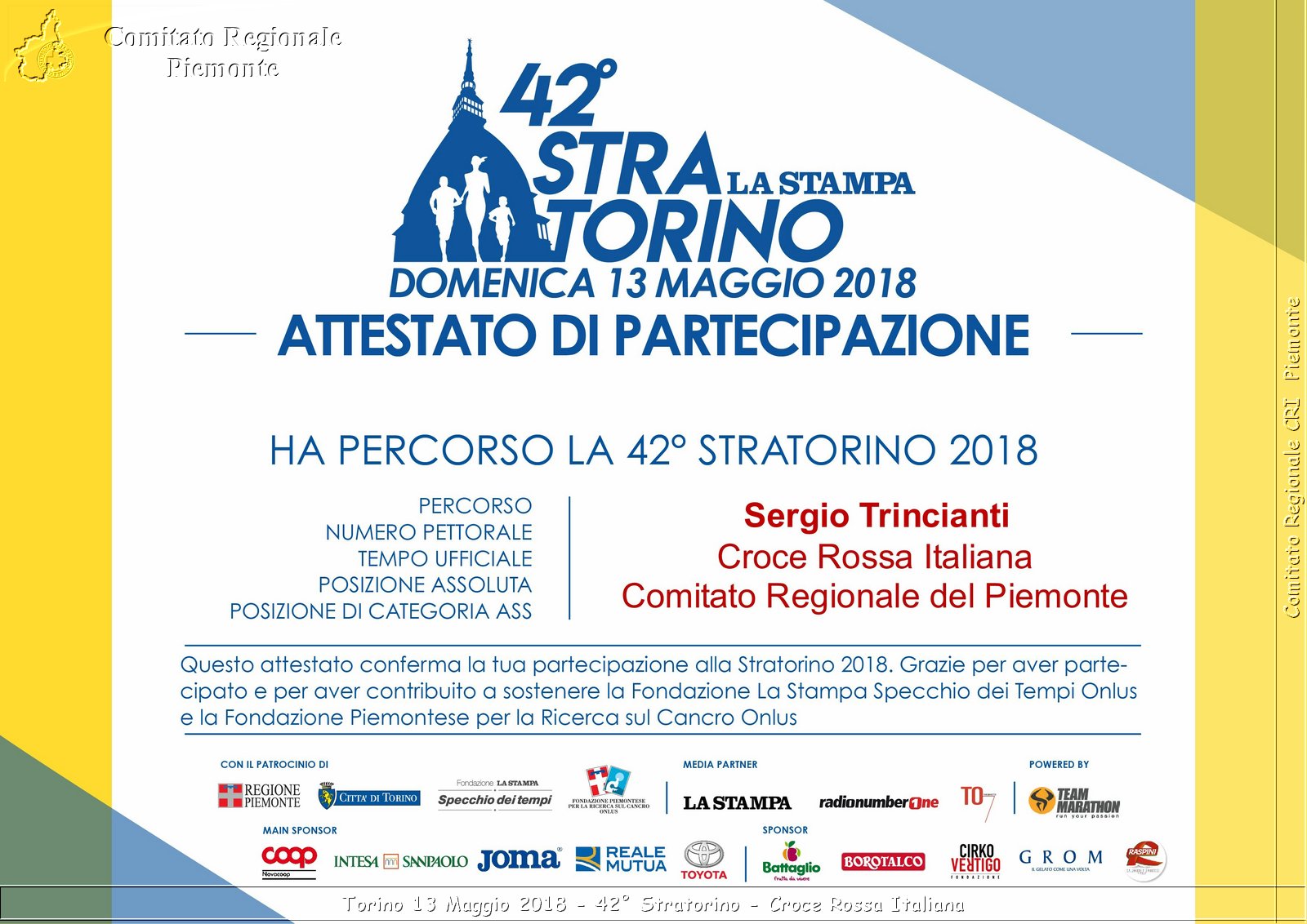 Torino 13 Maggio 2018 - 42 Stratorino - Croce Rossa Italiana- Comitato Regionale del Piemonte