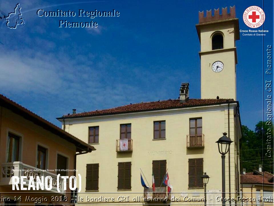 Torino 14 Maggio 2018 - le bandiere CRI all'esterno dei Comuni - Croce Rossa Italiana- Comitato Regionale del Piemonte