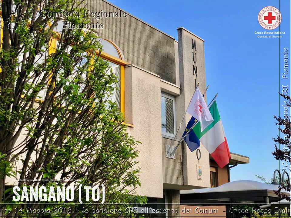 Torino 14 Maggio 2018 - le bandiere CRI all'esterno dei Comuni - Croce Rossa Italiana- Comitato Regionale del Piemonte