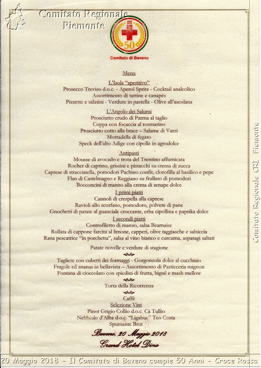 Baveno 20 Maggio 2018 - Il Comitato di Baveno compie 50 Anni - Croce Rossa Italiana- Comitato Regionale del Piemonte