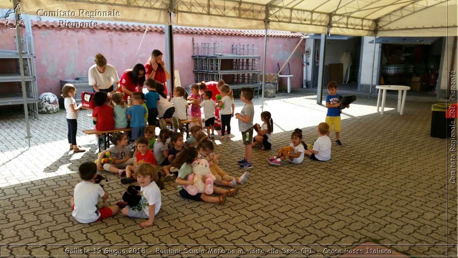 Galliate 19 Giugno 2018 - Bambini Scuola Materna in visita alla Sede CRI - Croce Rossa Italiana- Comitato Regionale del Piemonte