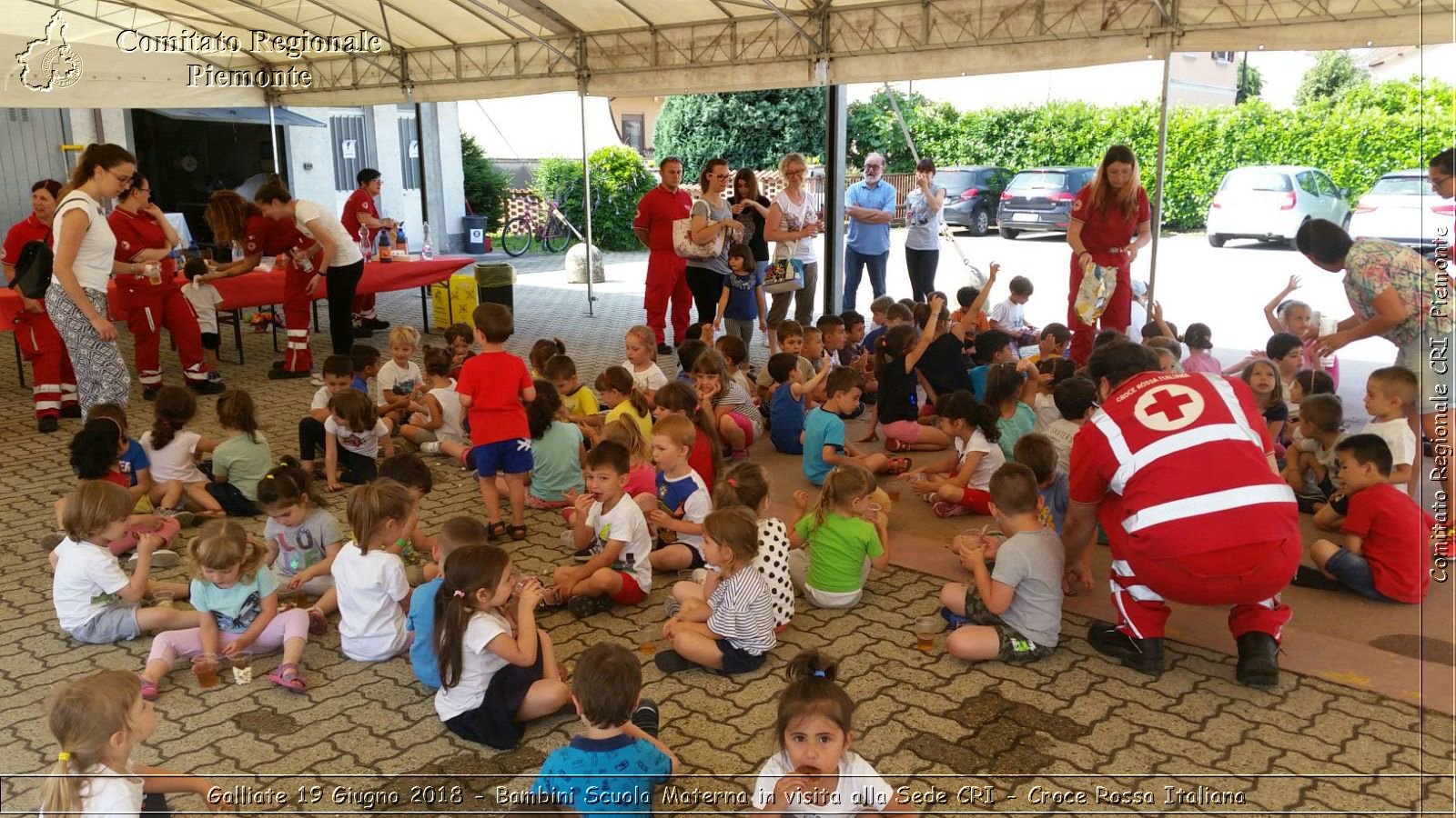 Galliate 19 Giugno 2018 - Bambini Scuola Materna in visita alla Sede CRI - Croce Rossa Italiana- Comitato Regionale del Piemonte