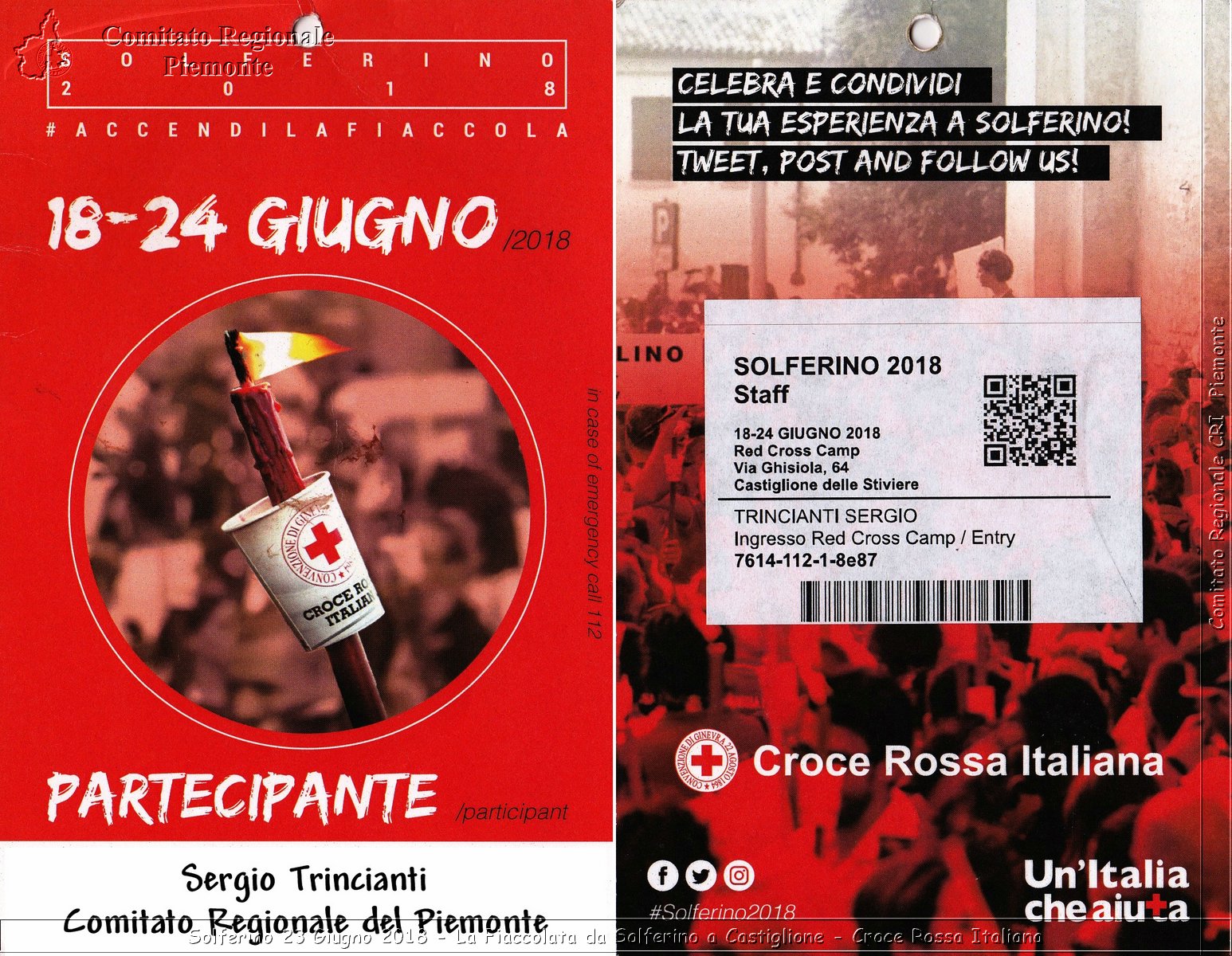 Solferino 23 Giugno 2018 - La Fiaccolata da Solferino a Castiglione - Croce Rossa Italiana- Comitato Regionale del Piemonte