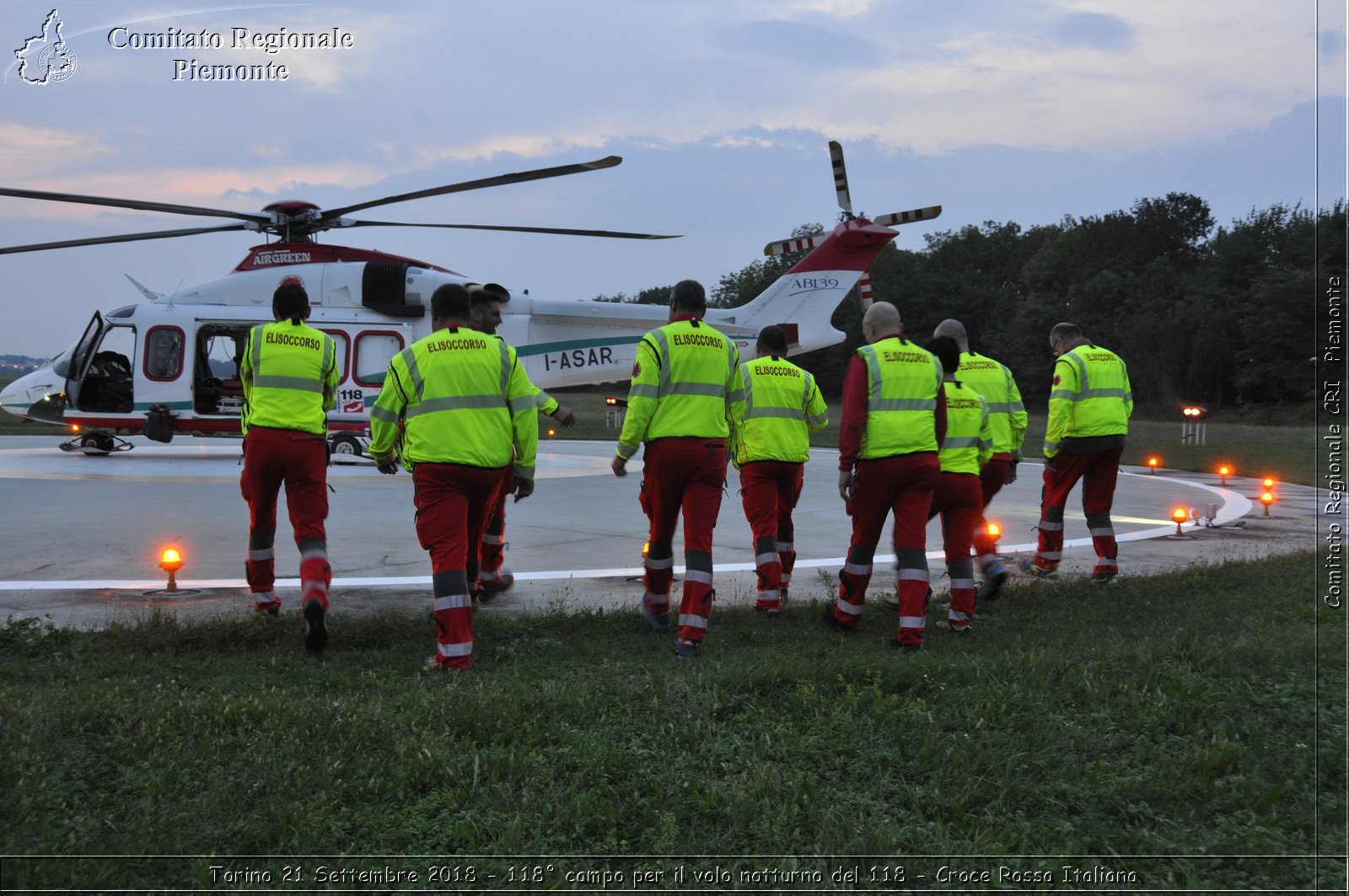 Torino 21 Settembre 2018 - 118 campo per il volo notturno del 118 - Croce Rossa Italiana- Comitato Regionale del Piemonte