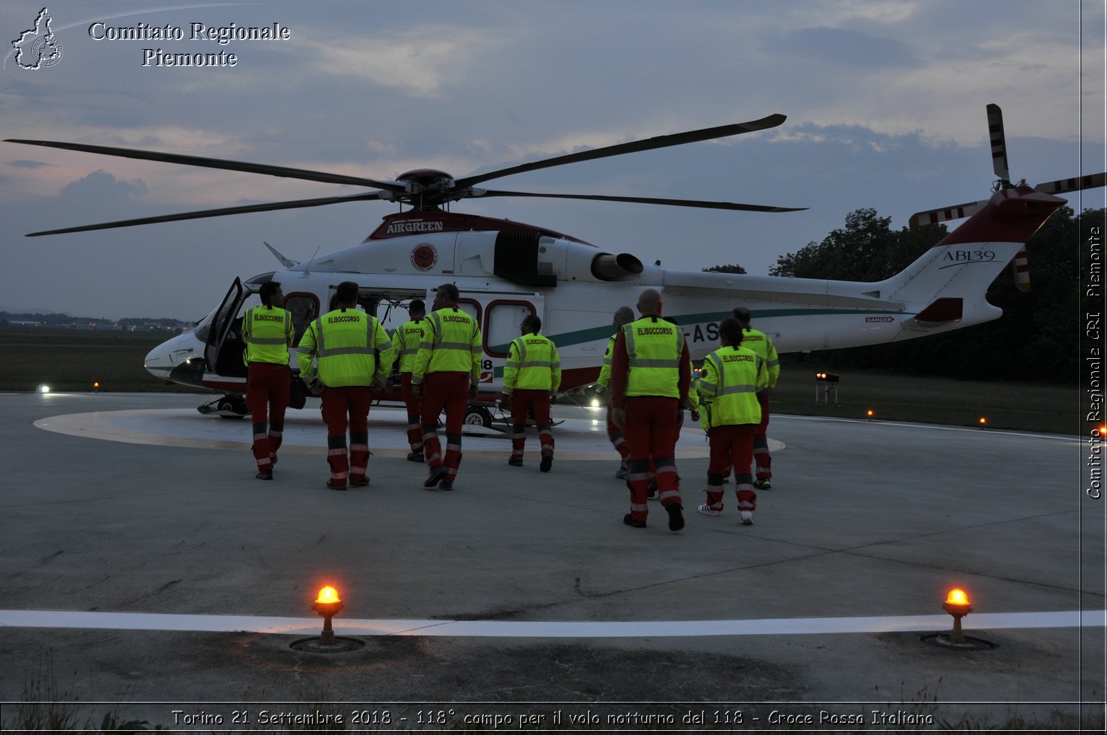 Torino 21 Settembre 2018 - 118 campo per il volo notturno del 118 - Croce Rossa Italiana- Comitato Regionale del Piemonte