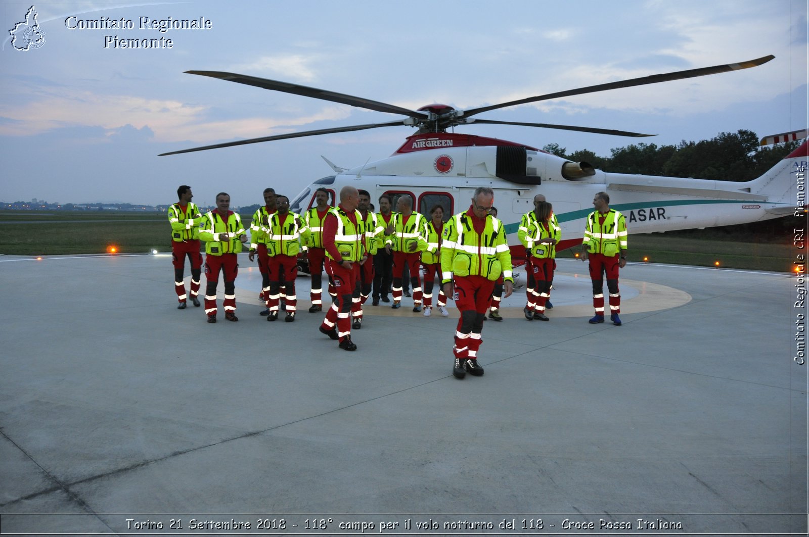 Torino 21 Settembre 2018 - 118 campo per il volo notturno del 118 - Croce Rossa Italiana- Comitato Regionale del Piemonte