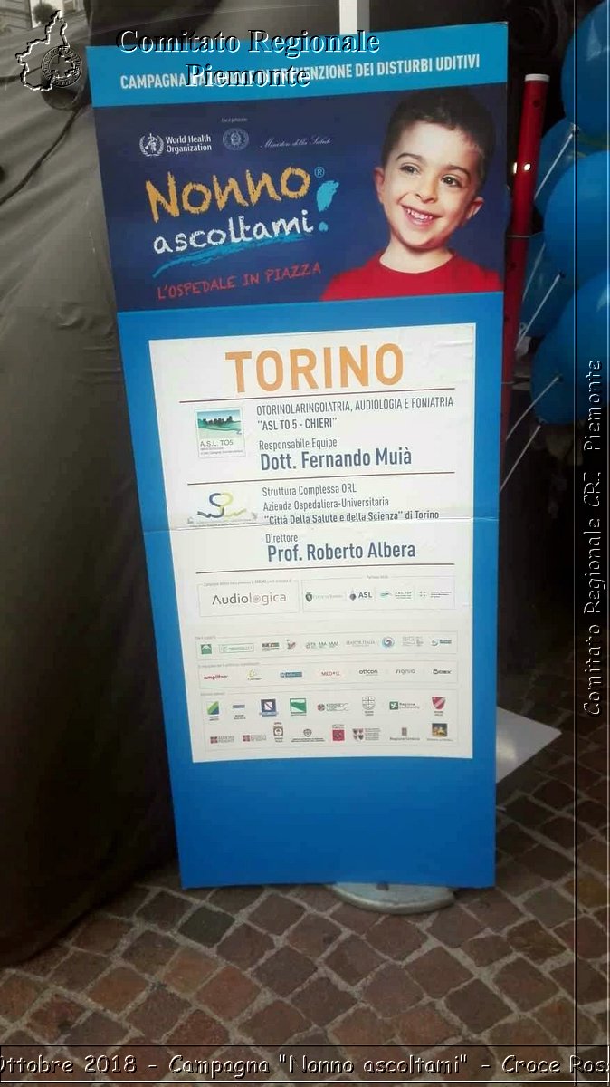 Torino 6 Ottobre 2018 - Campagna "Nonno ascoltami" - Croce Rossa Italiana- Comitato Regionale del Piemonte