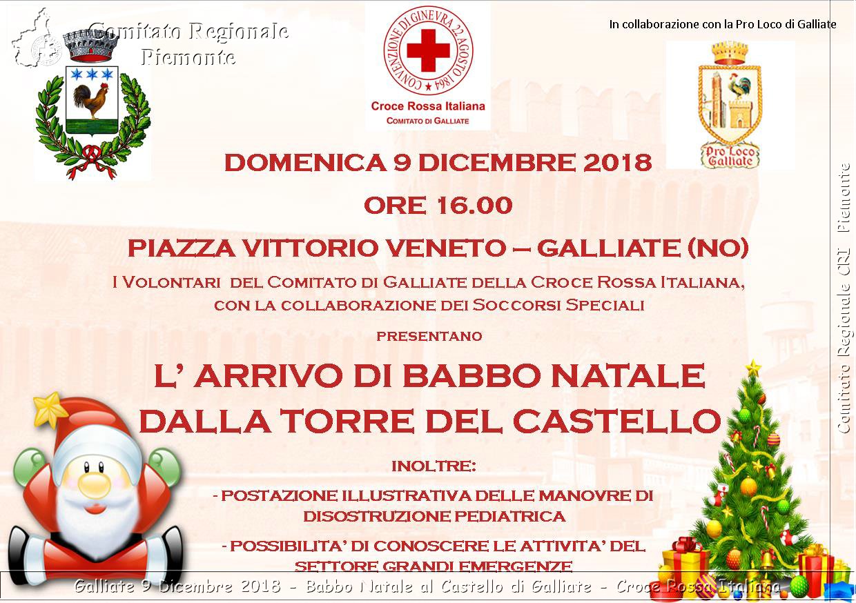 Galliate 9 Dicembre 2018 - Babbo Natale al Castello di Galliate - Croce Rossa Italiana- Comitato Regionale del Piemonte