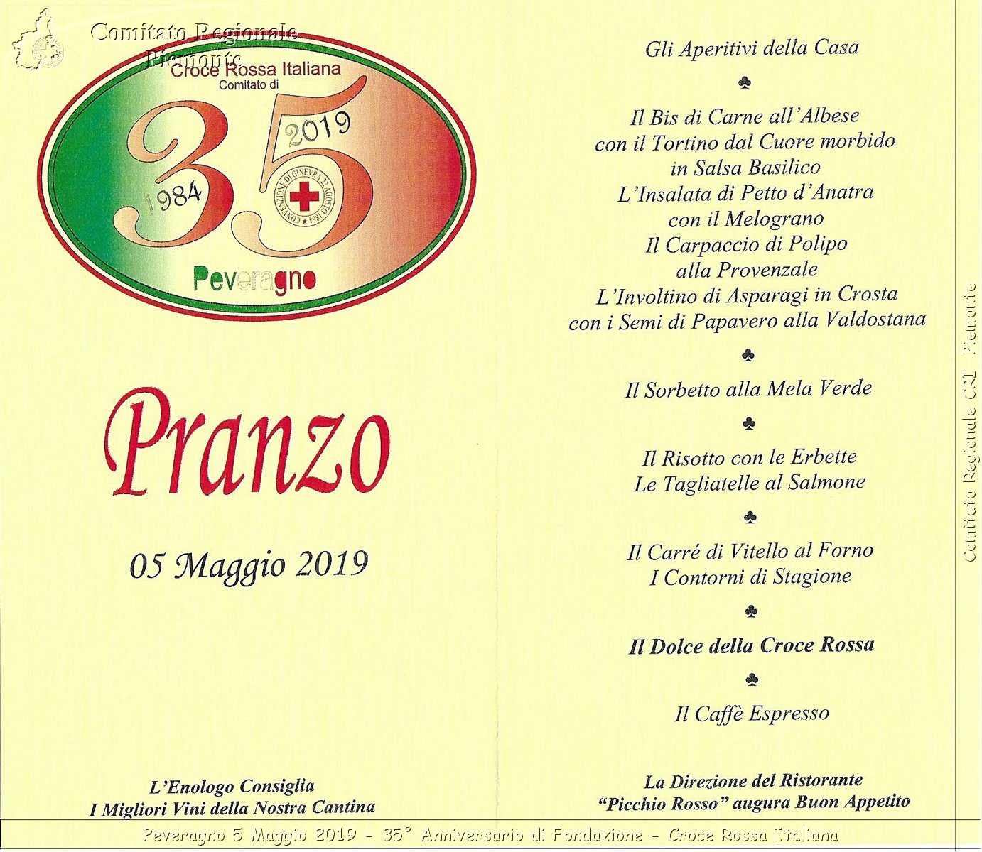 Peveragno 5 Maggio 2019 - 35 Anniversario di Fondazione - Croce Rossa Italiana - Comitato Regionale del Piemonte